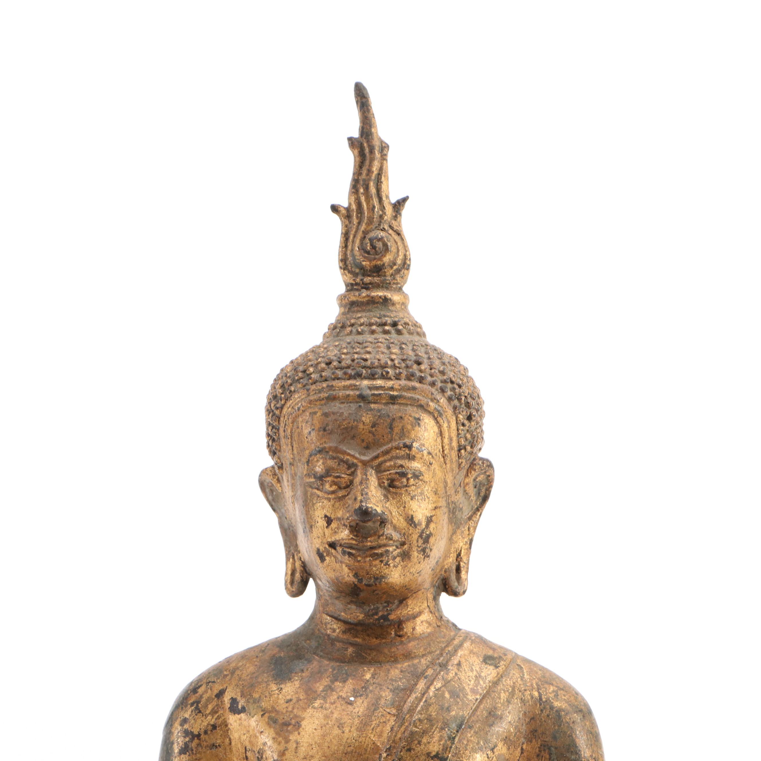 Tibetan Style Gilt Cast Metal Seated Buddha