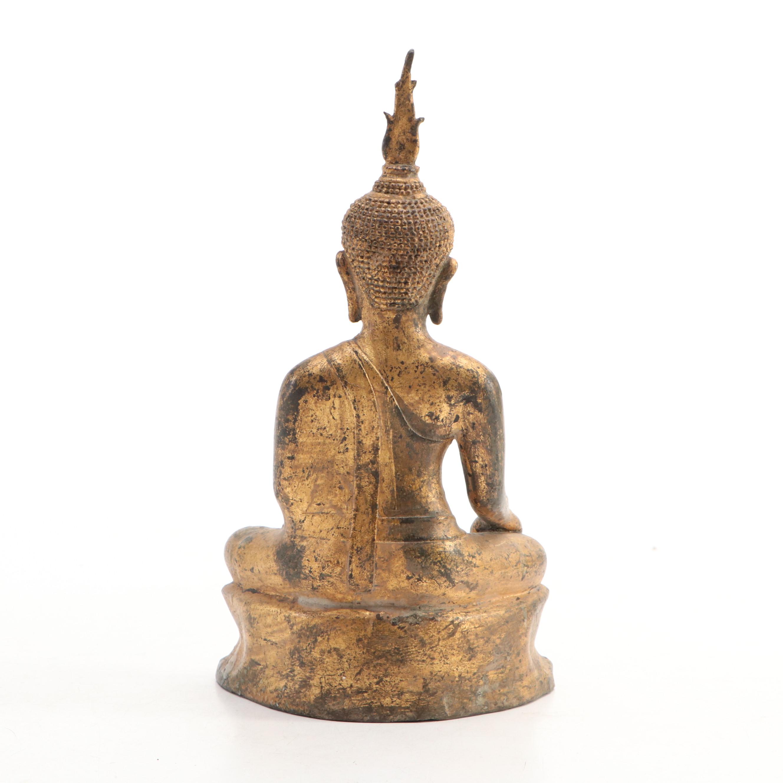 Tibetan Style Gilt Cast Metal Seated Buddha