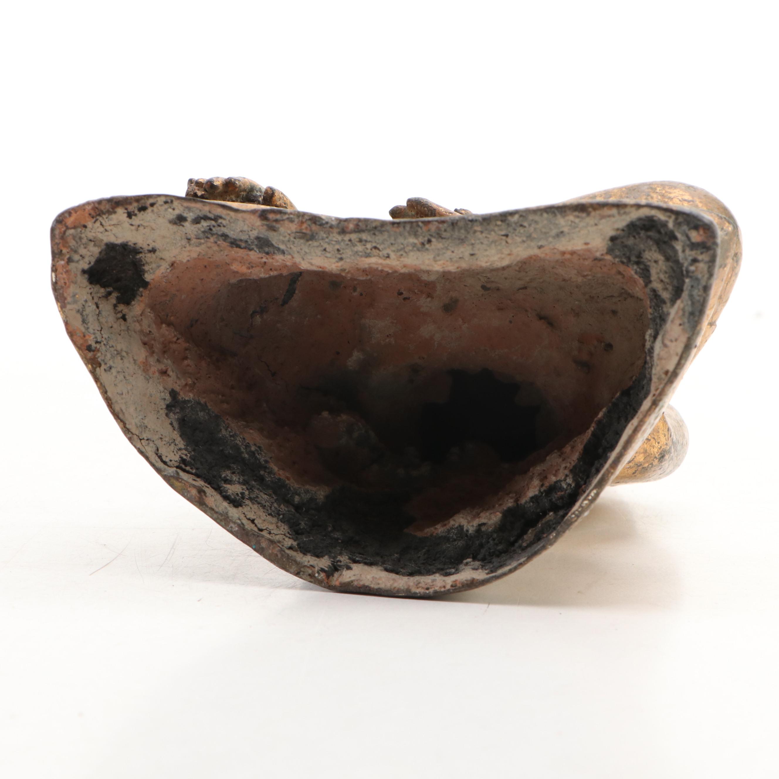 Tibetan Style Gilt Cast Metal Seated Buddha