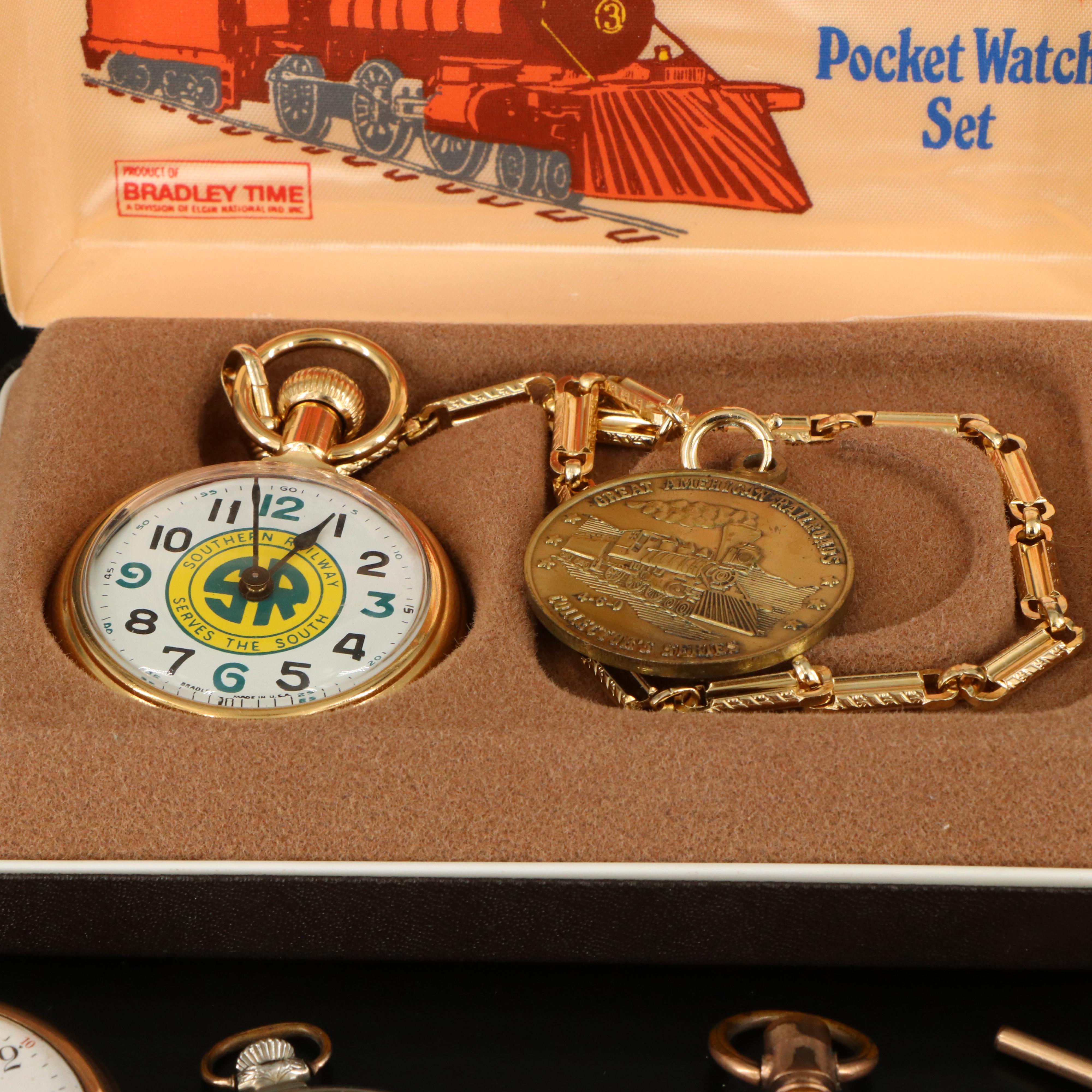 Collection of Vintage and Bradley Time Pocket and Wristwatches with Coke Fob