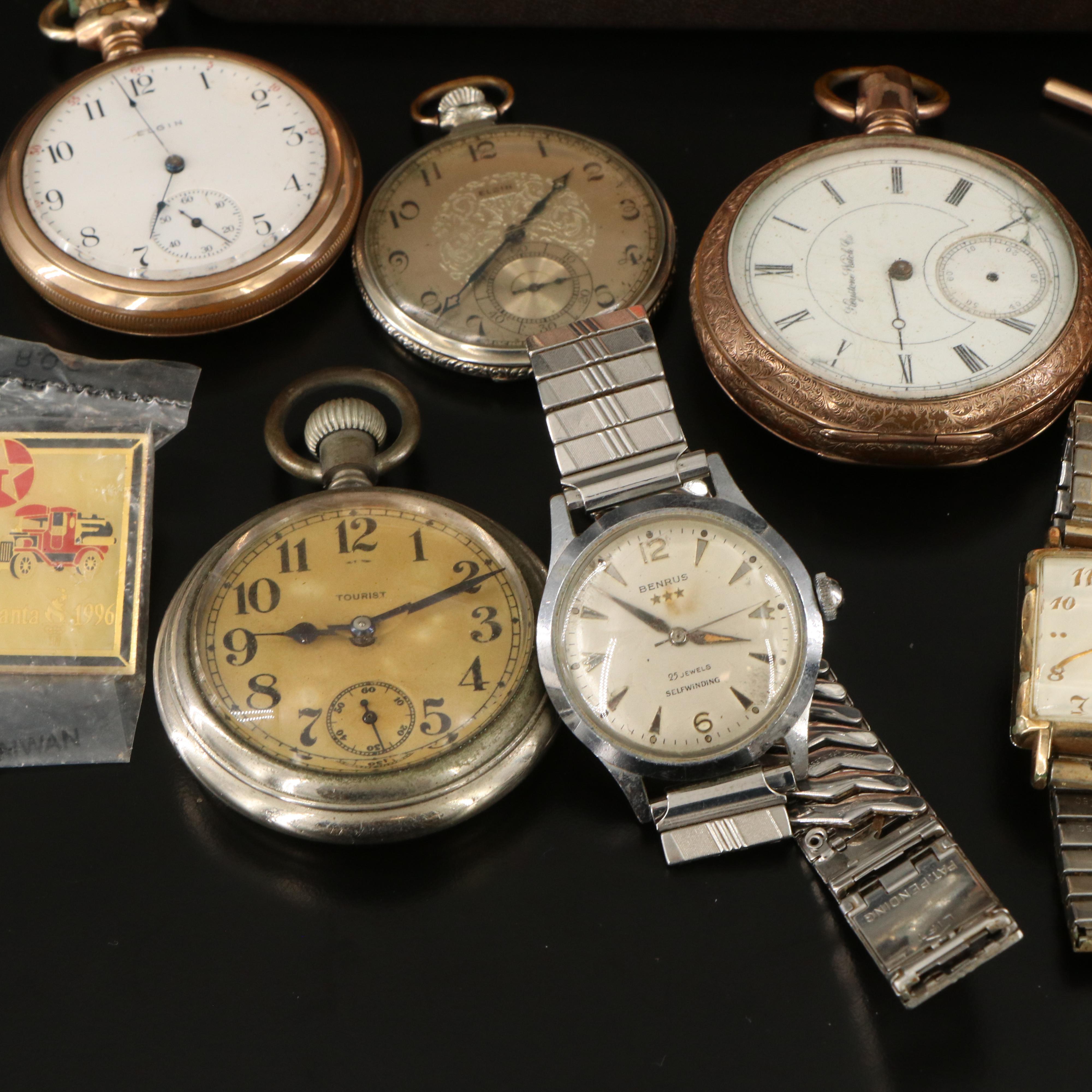 Collection of Vintage and Bradley Time Pocket and Wristwatches with Coke Fob