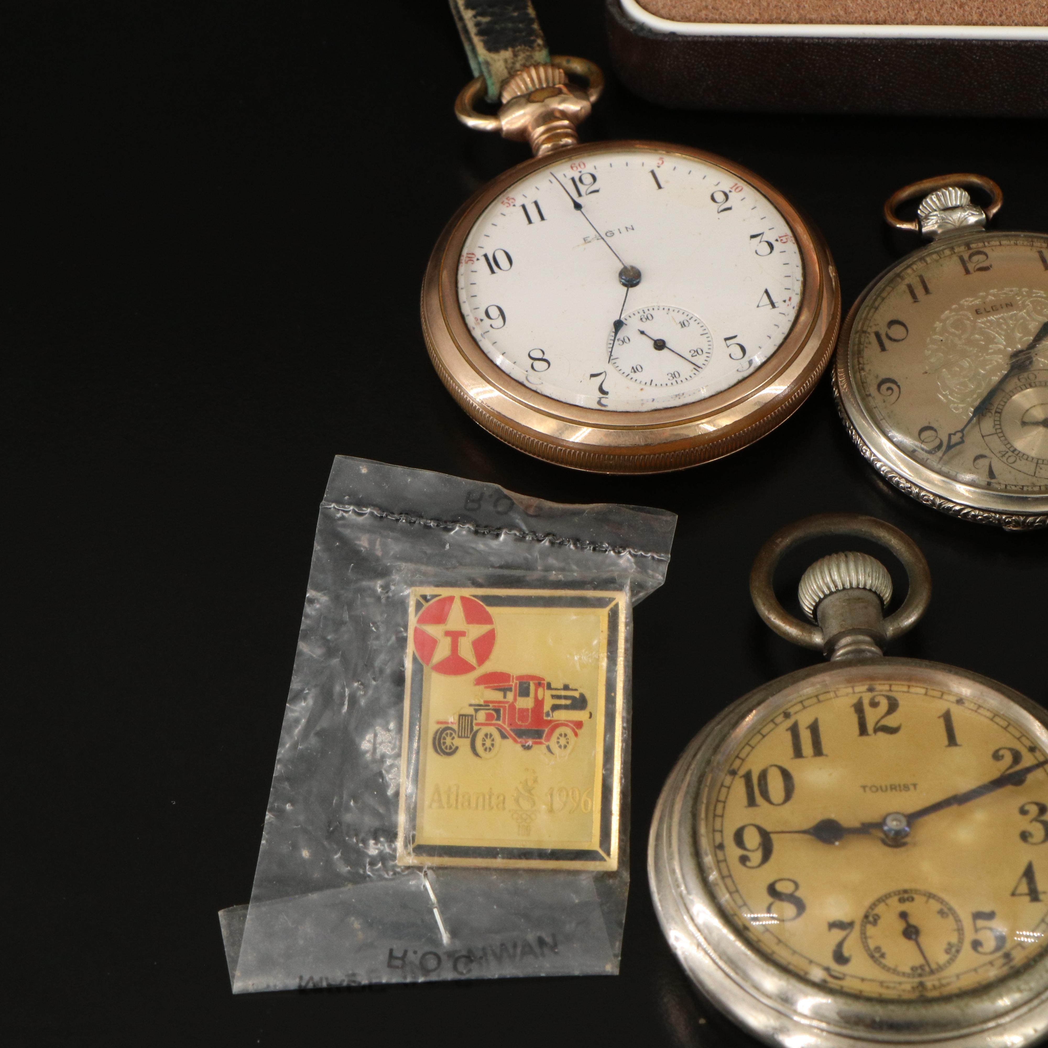 Collection of Vintage and Bradley Time Pocket and Wristwatches with Coke Fob