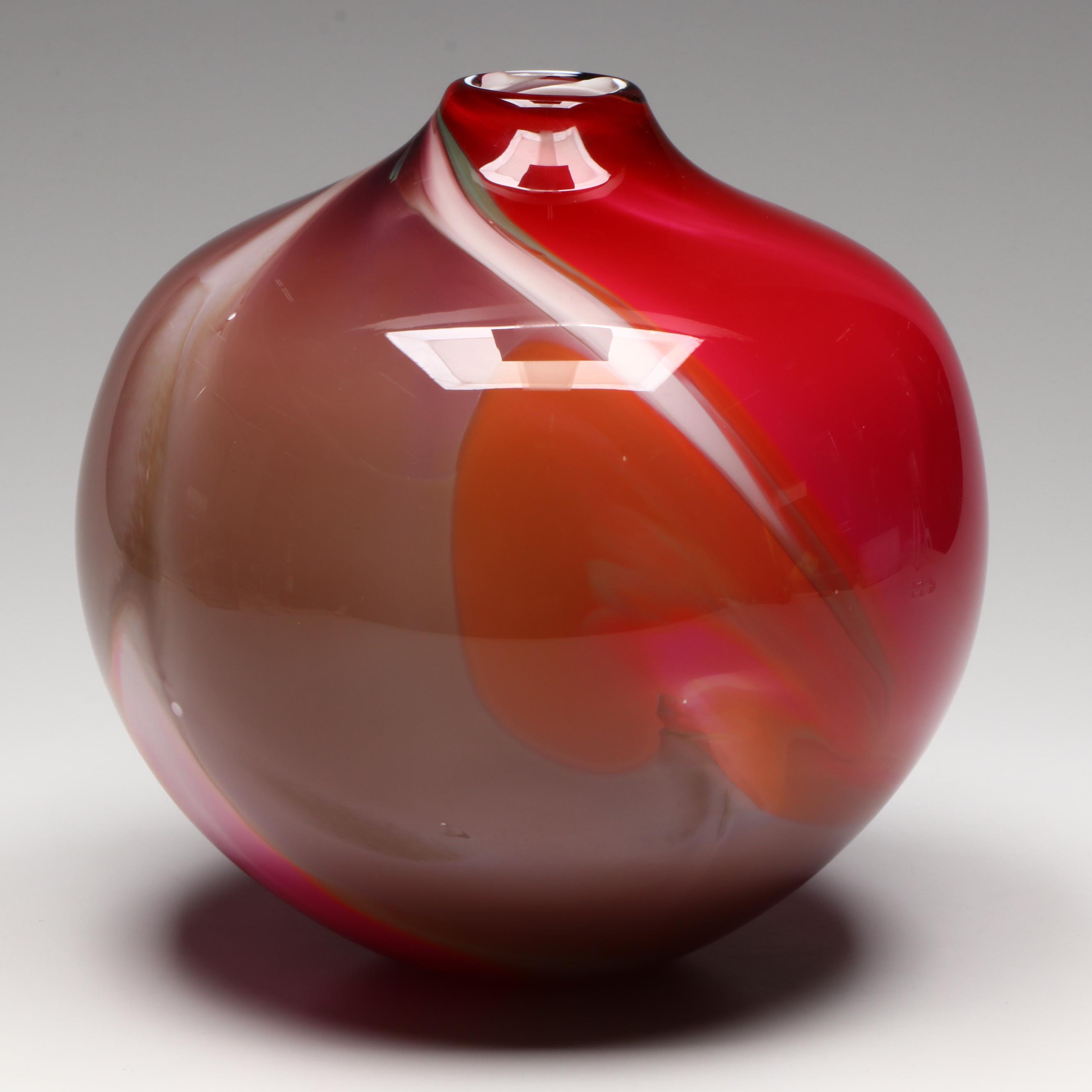 M. Mortara for 2400 Fahrenheit Hand-Blown Art Glass Vase, 2000