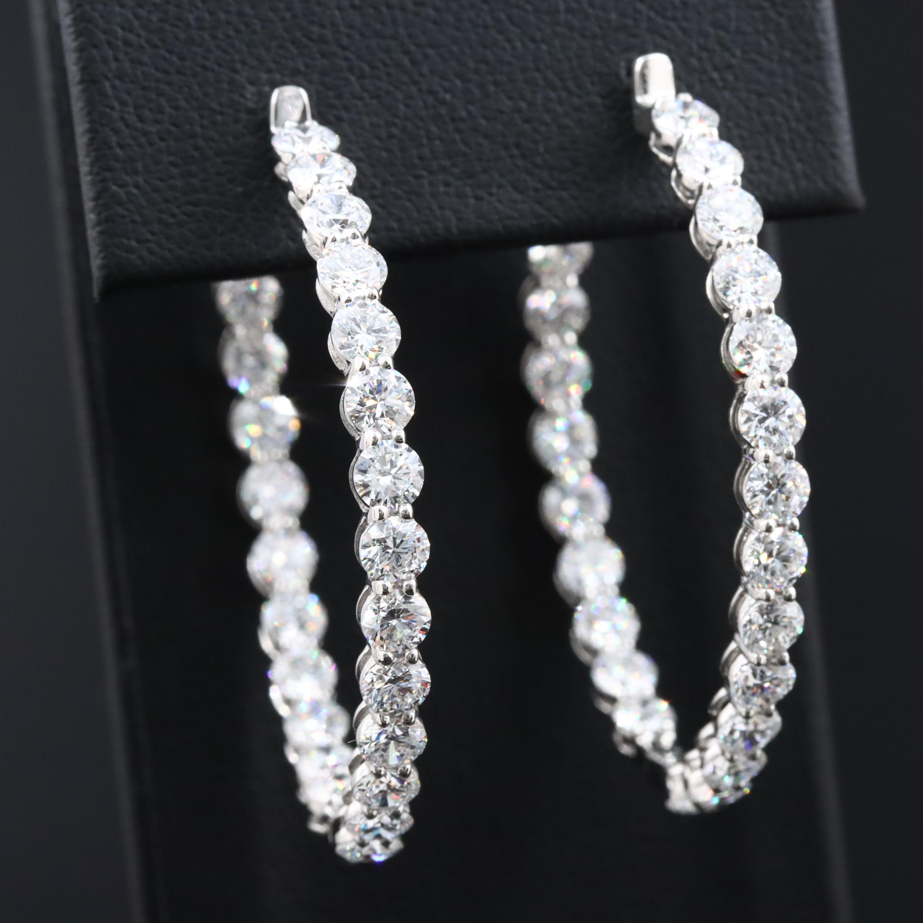 Platinum 9.05 CTW Lab Grown Inside Out Hoop Earrings