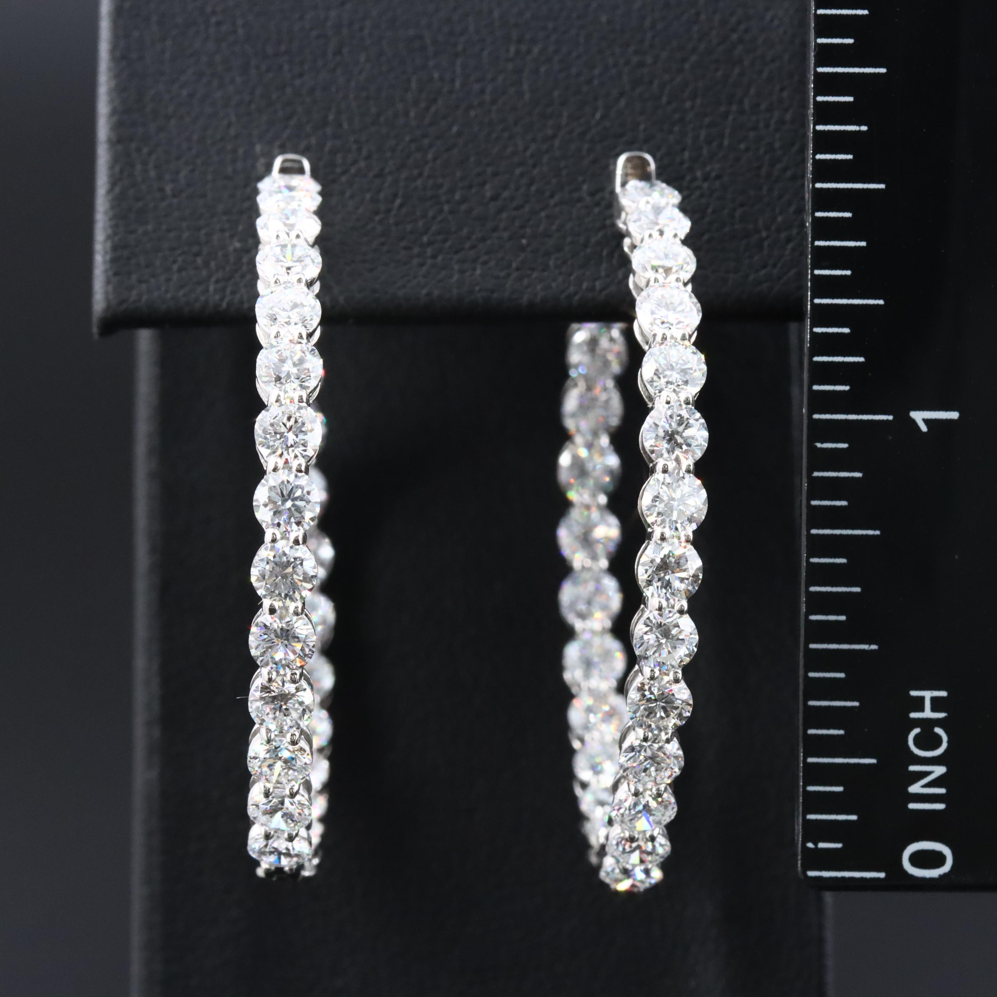 Platinum 9.05 CTW Lab Grown Inside Out Hoop Earrings