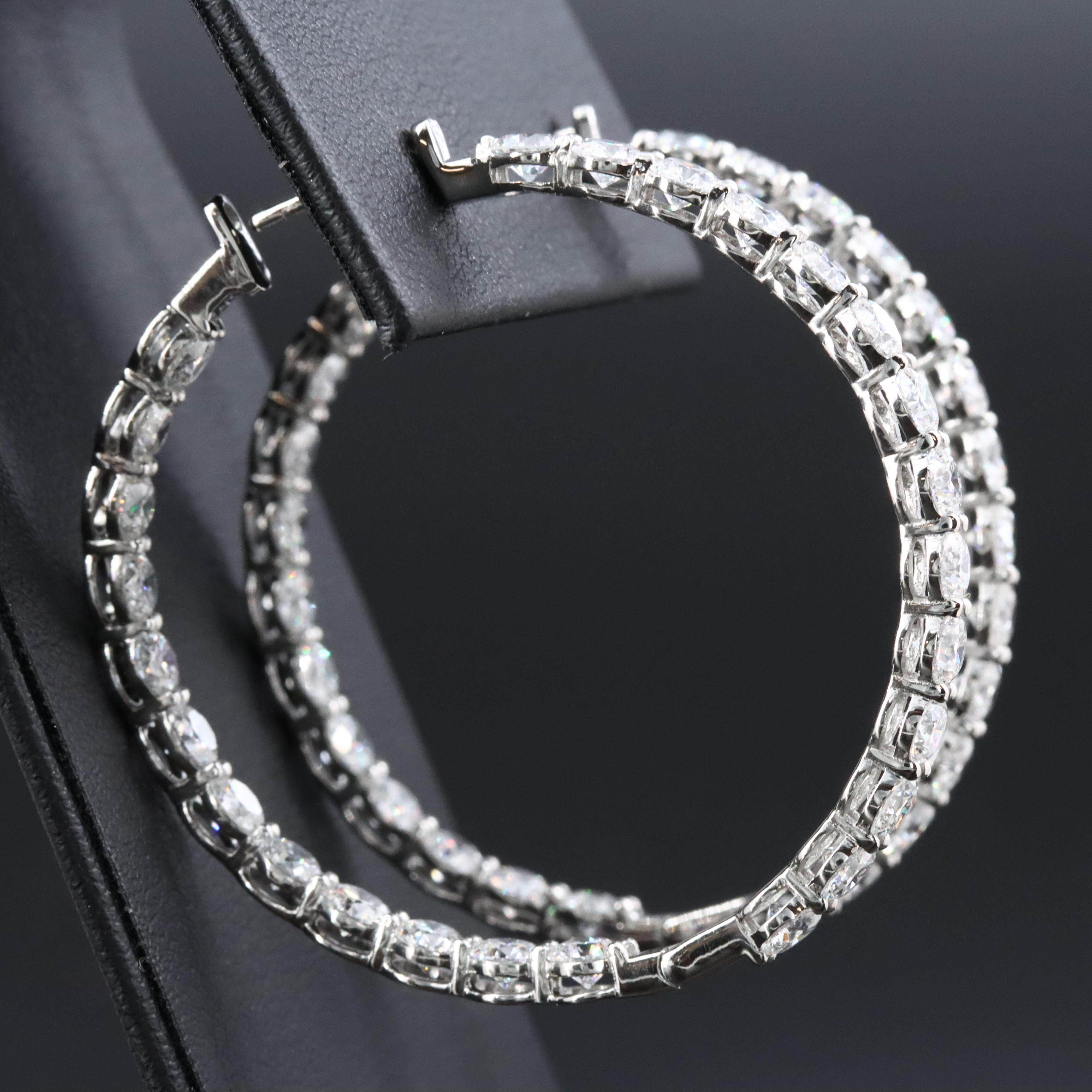 Platinum 9.05 CTW Lab Grown Inside Out Hoop Earrings
