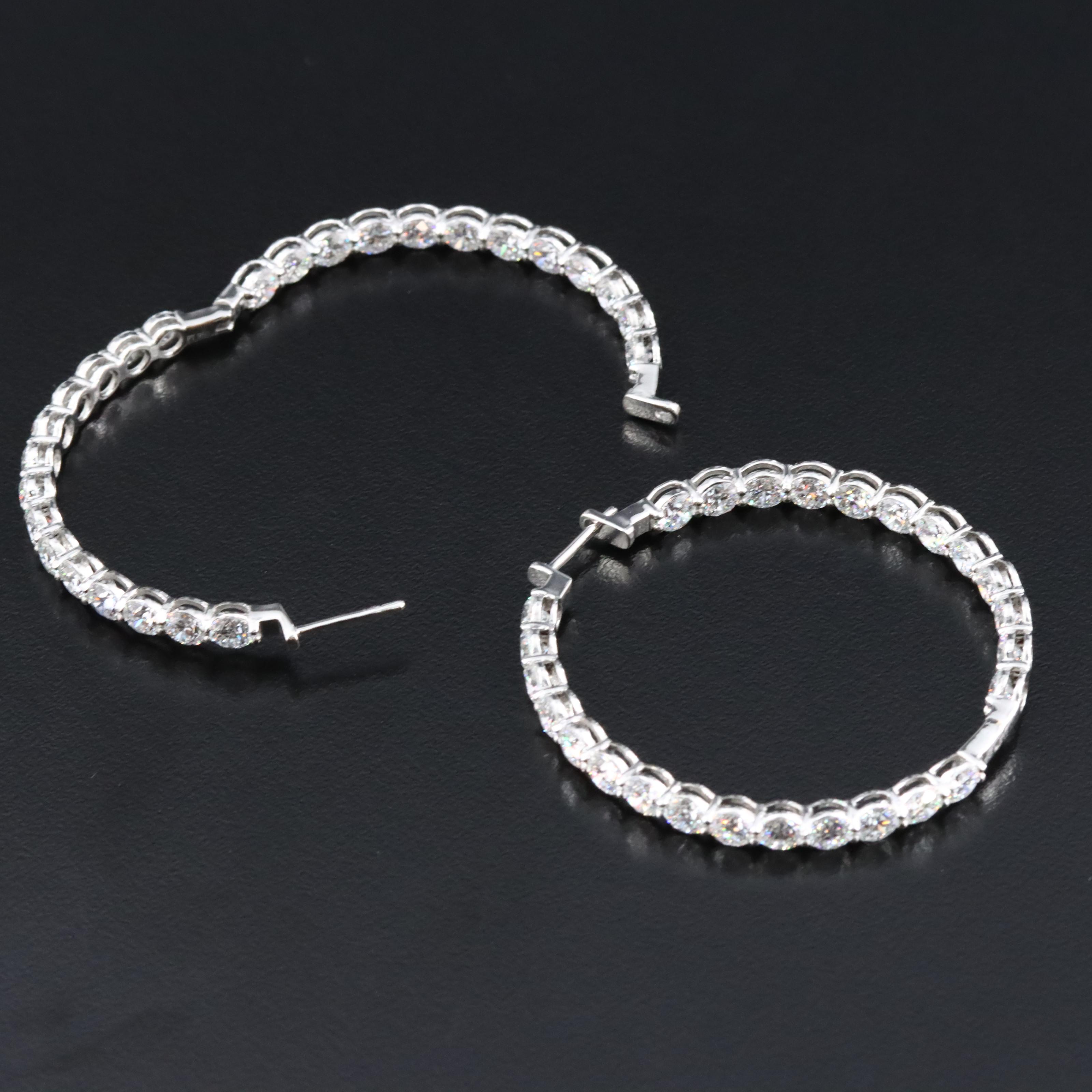 Platinum 9.05 CTW Lab Grown Inside Out Hoop Earrings