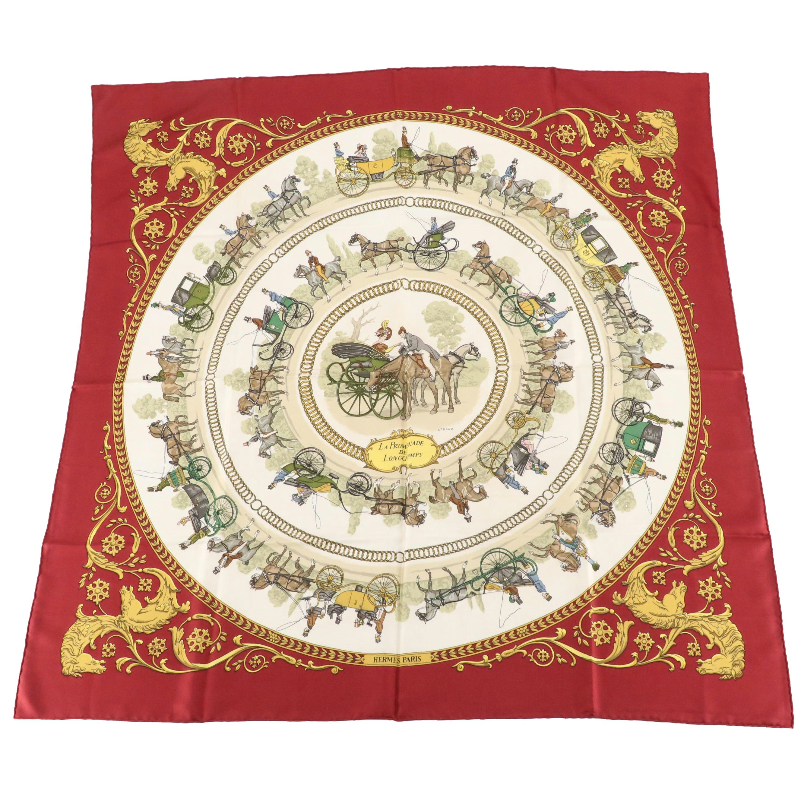 Hermès "La Promenade de Longchamps" Scarf 90 in Silk Twill