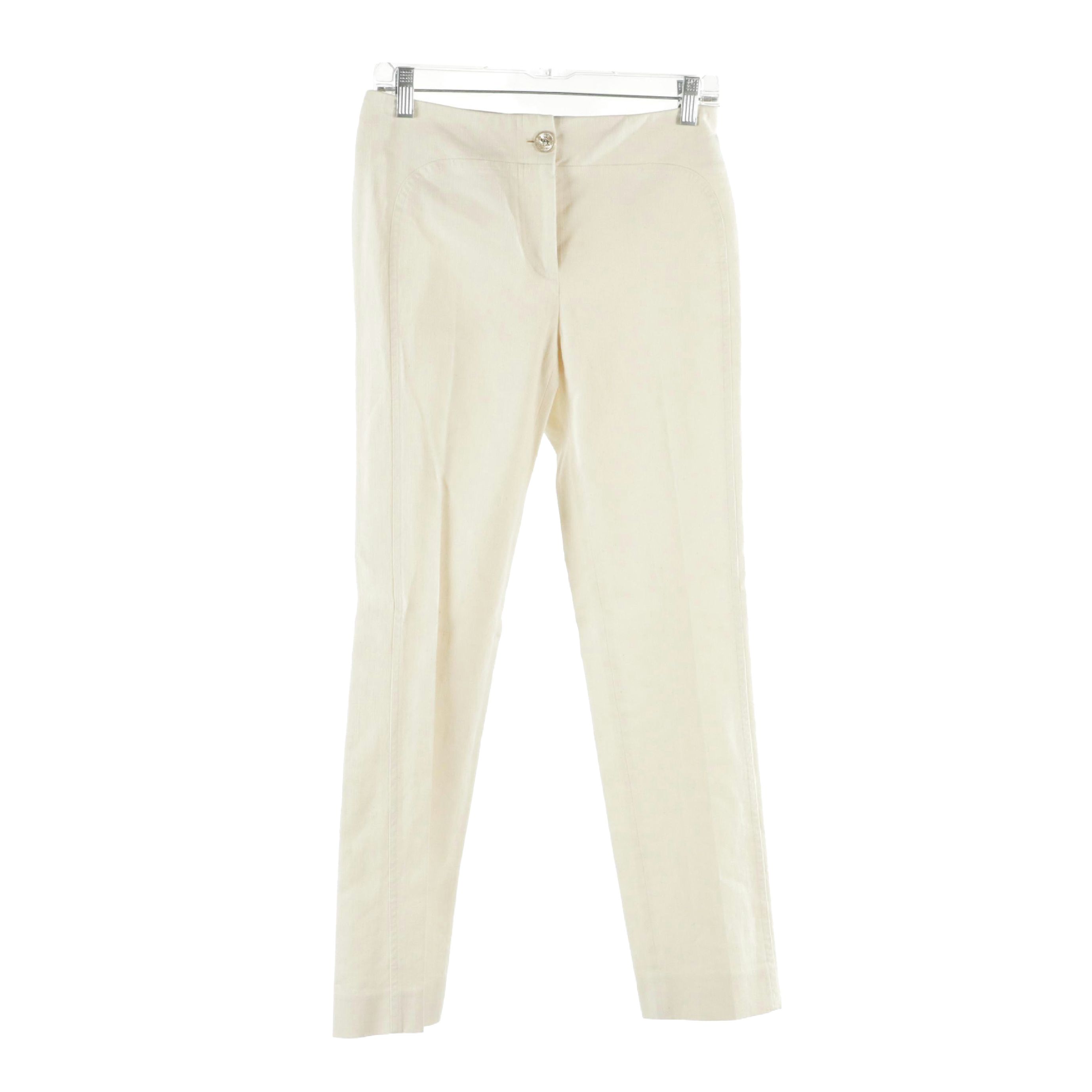 Chanel Slim Fit Denim Pants in Ivory Ecru Cotton