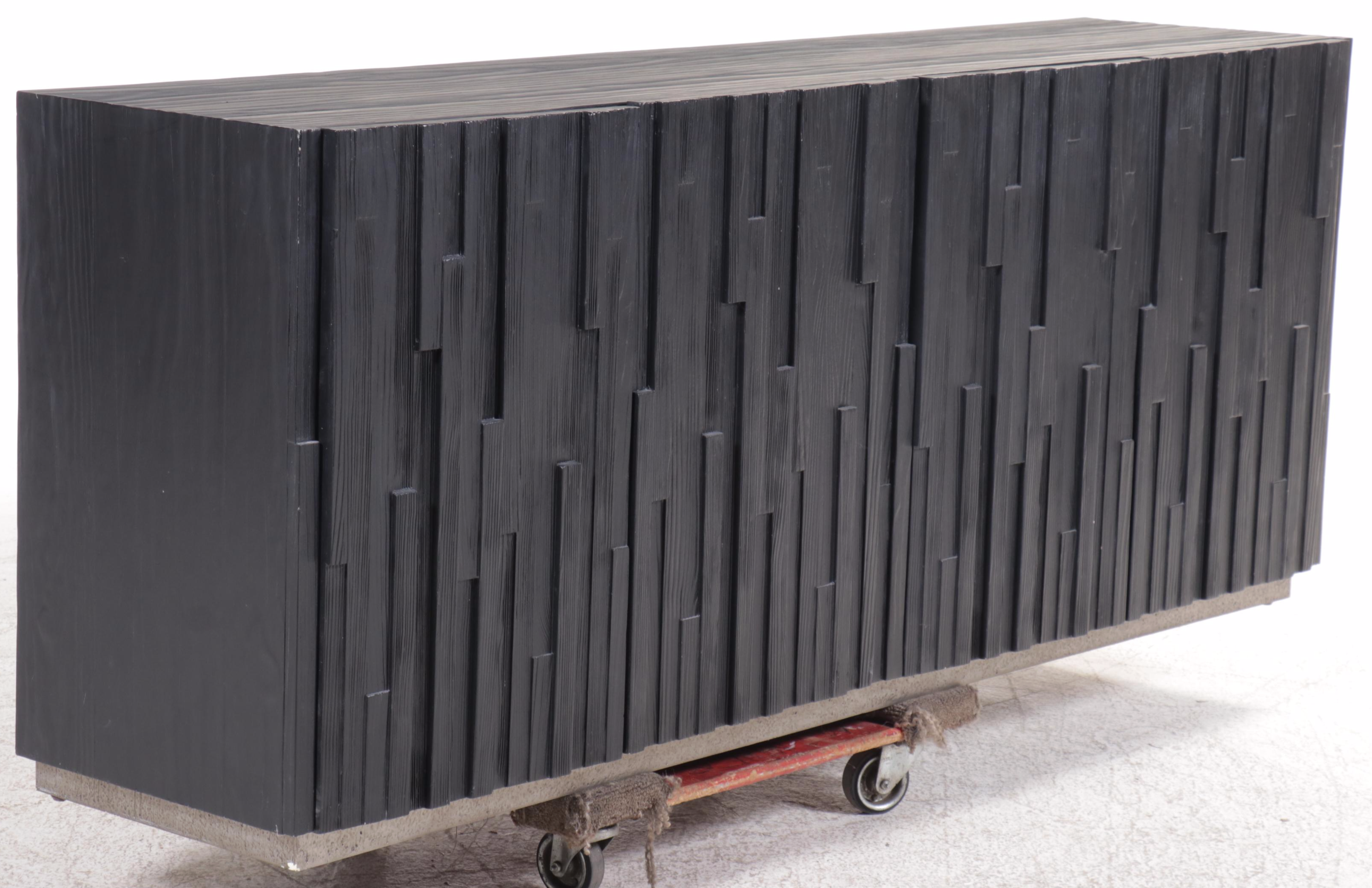 Modern Ebonized Wood Media Cabinet