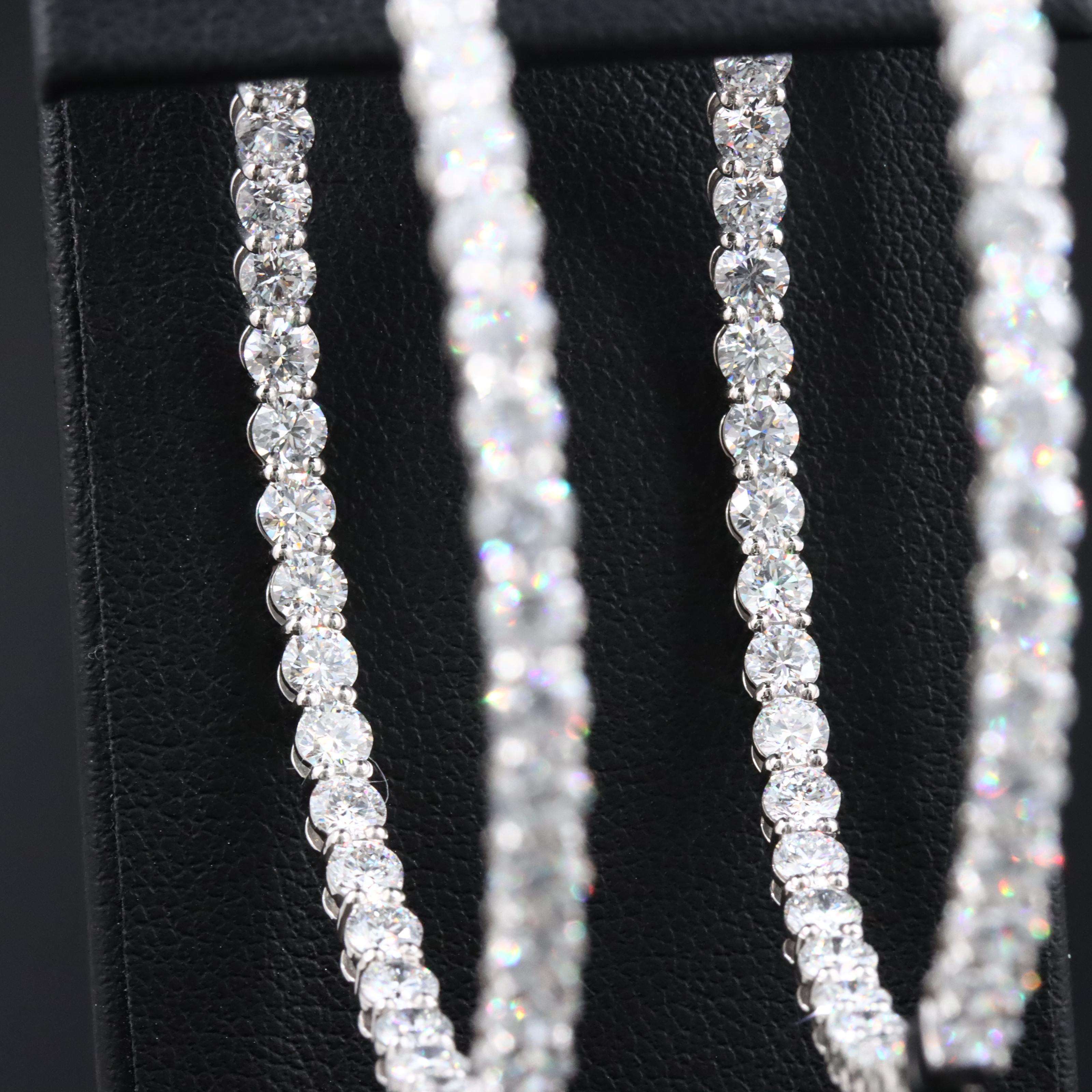 Platinum 10.61 CTW Lab Grown Diamond Inside Out Hinged Hoop Earrings