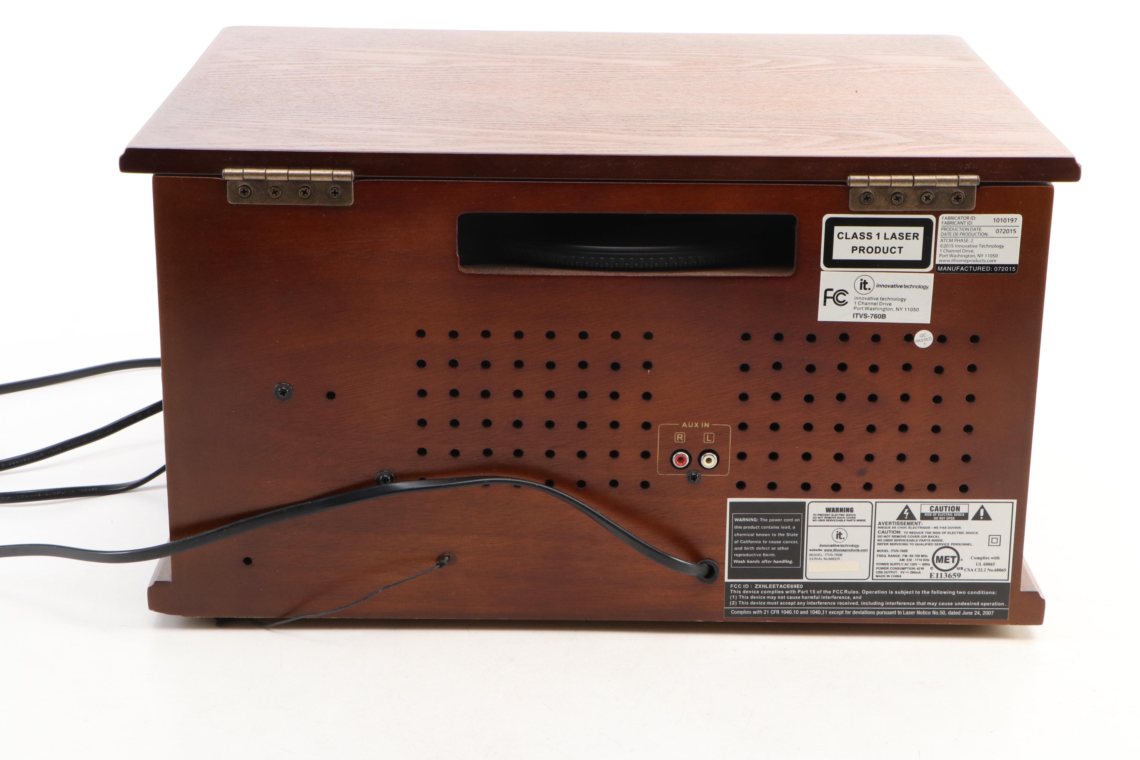 Innovative Technology Victrola Style Combination Radio Record Player, 2015