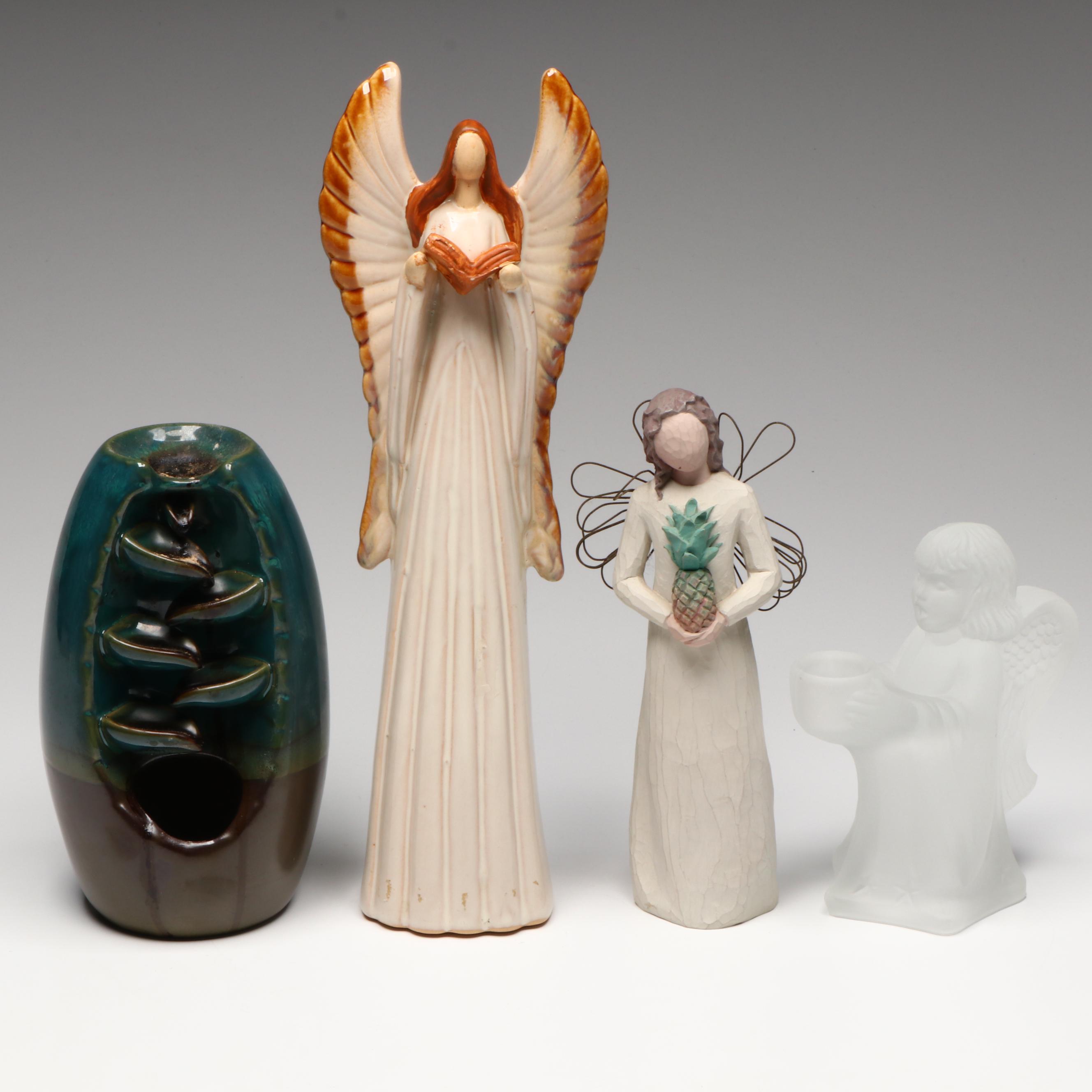 Willow Tree "Welcoming Angel" and More Figurines with Ceramic Incense Burner