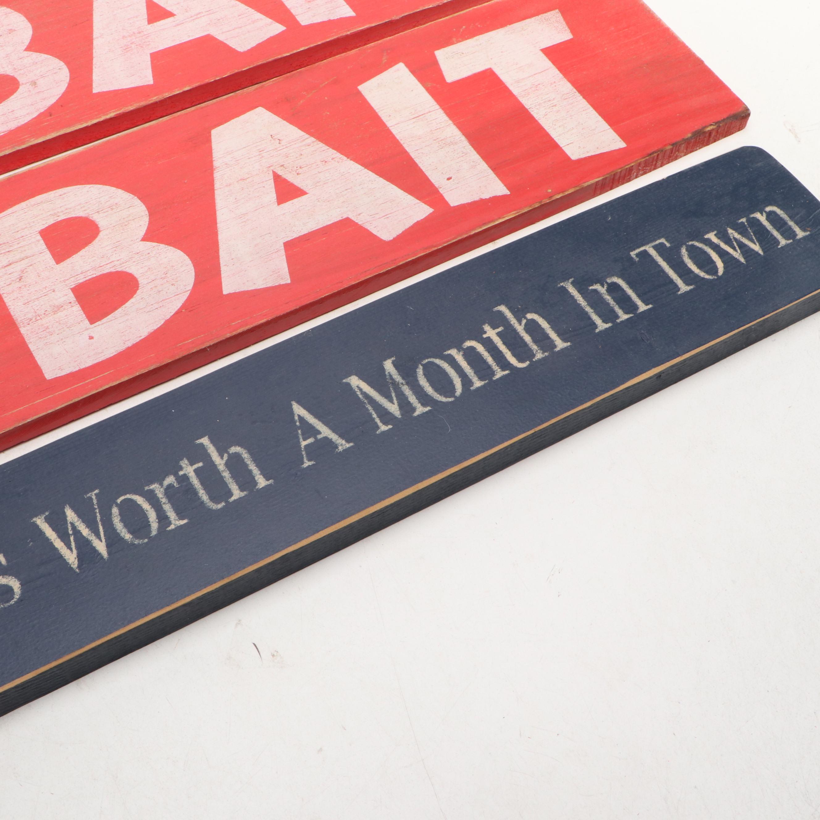 Live Bait and Other Wooden Signs