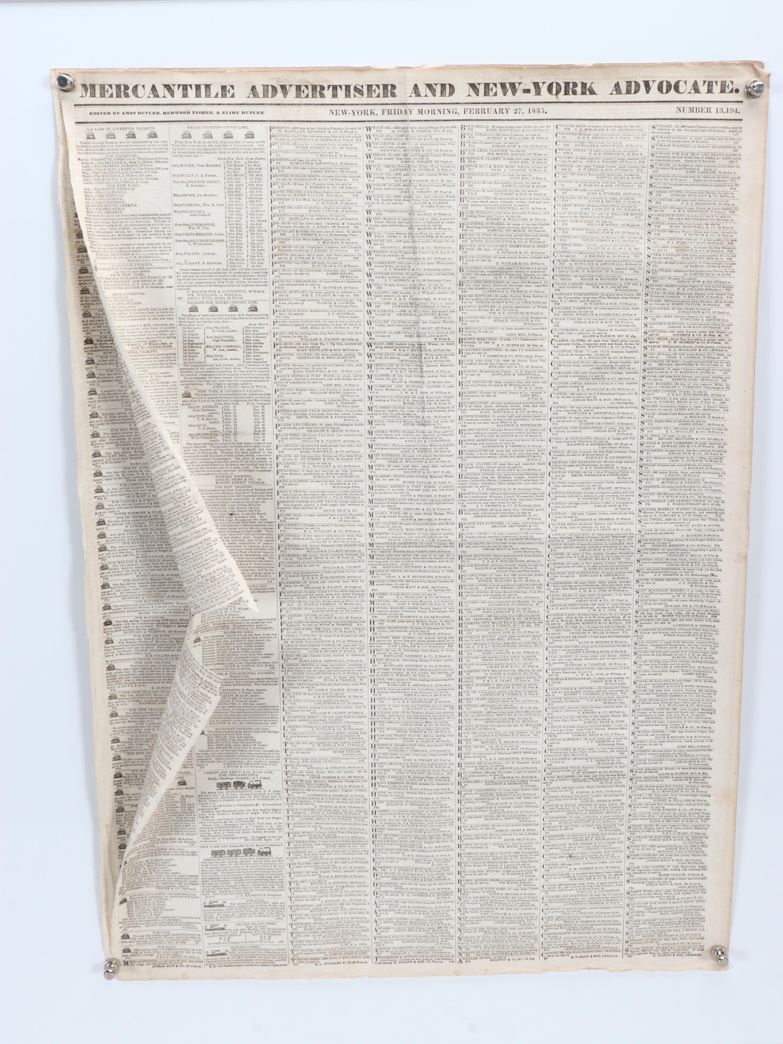 "New York Times and Commercial Intelligencer" and More 19th Century Newspapers