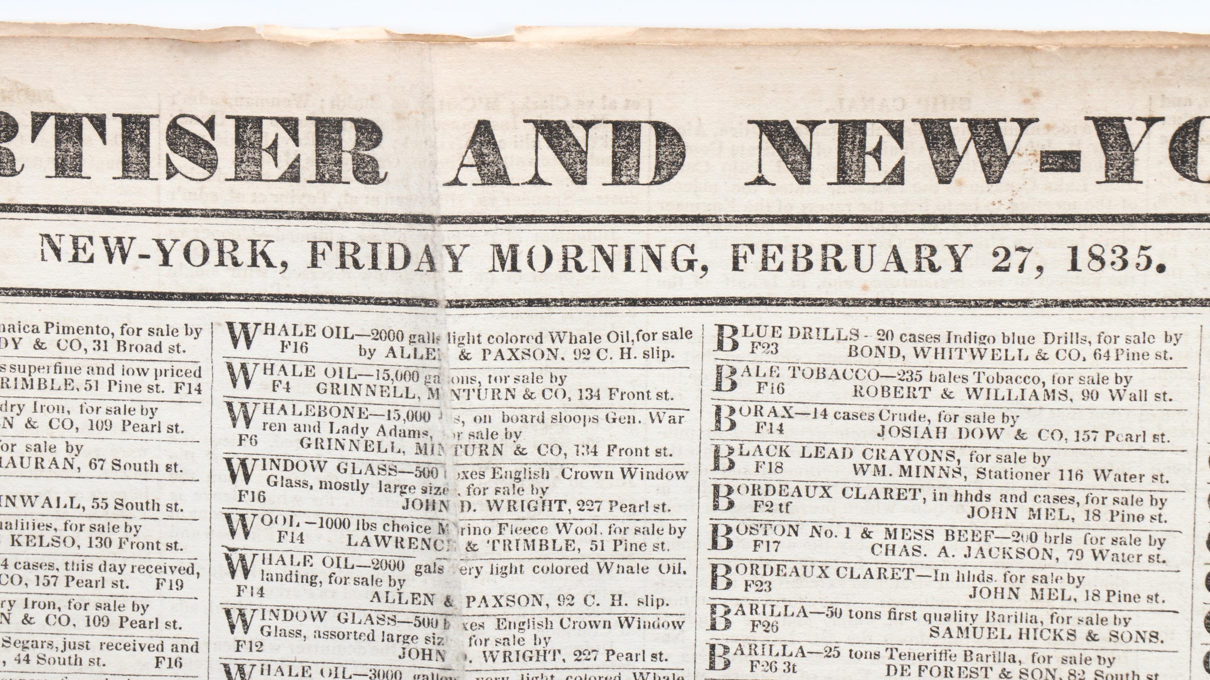 "New York Times and Commercial Intelligencer" and More 19th Century Newspapers