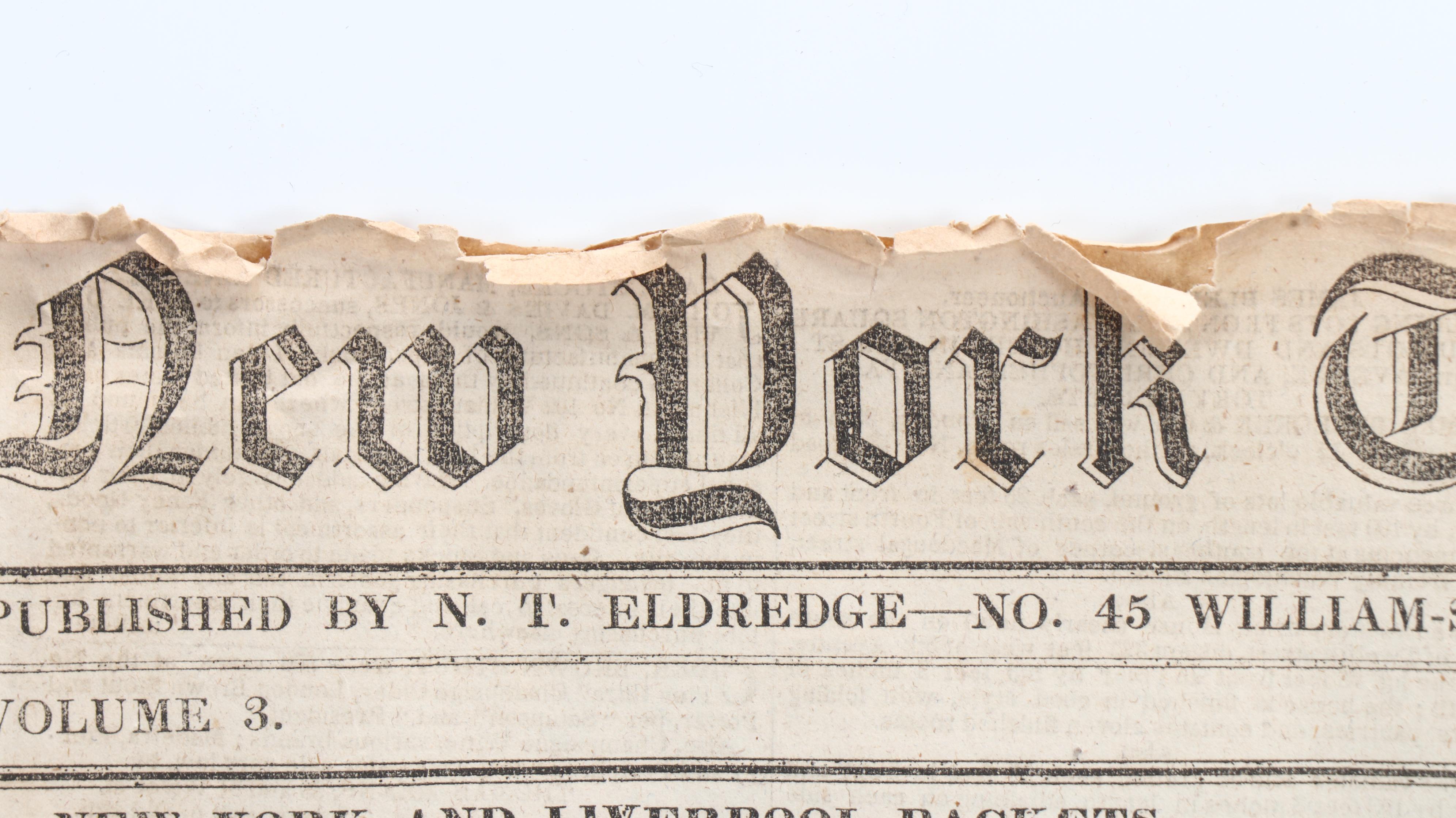 "New York Times and Commercial Intelligencer" and More 19th Century Newspapers