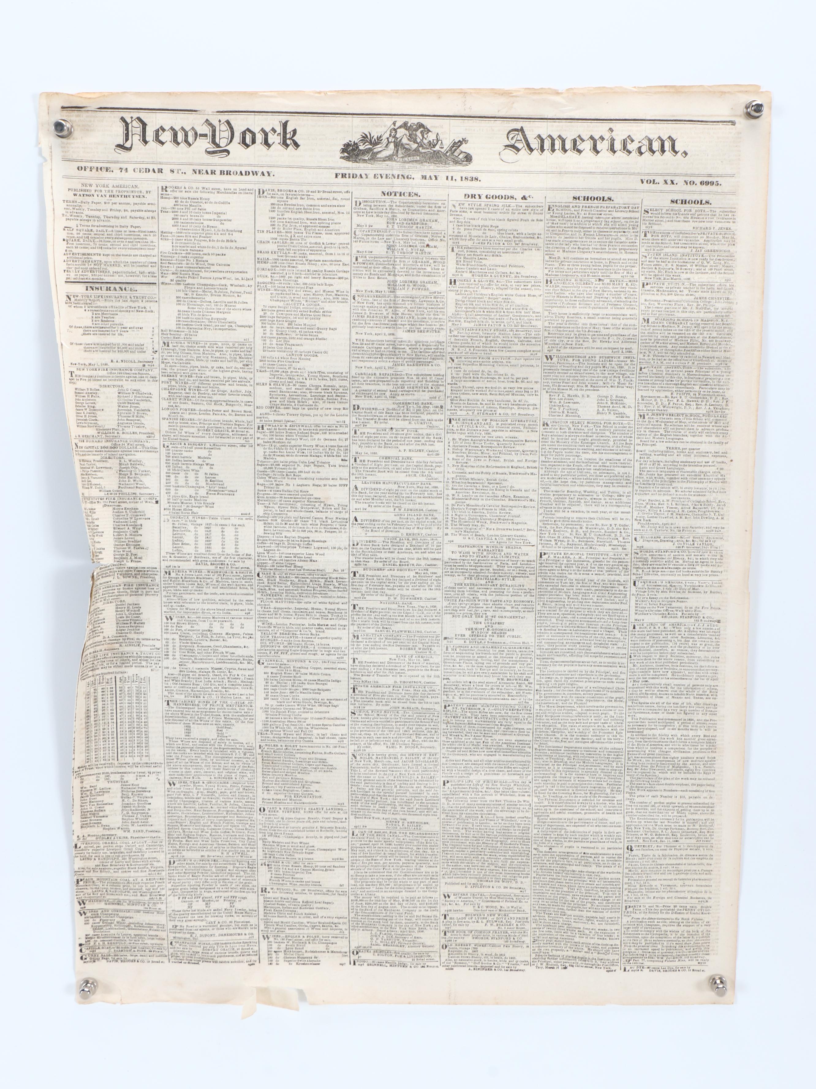 "New York Times and Commercial Intelligencer" and More 19th Century Newspapers