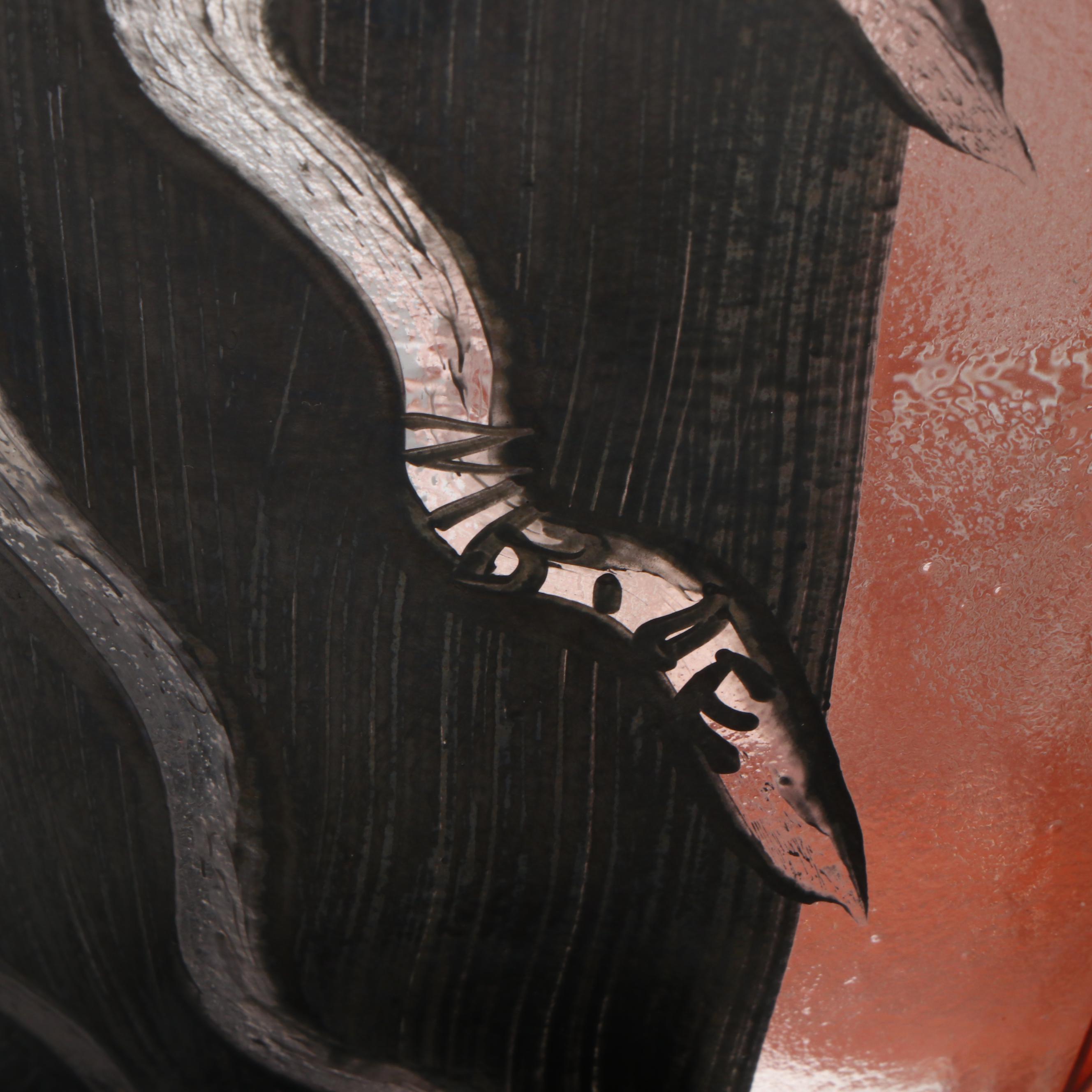 Monica Backström for Kosta Boda "Tonga" Hand-Painted Oval Glass Bowl