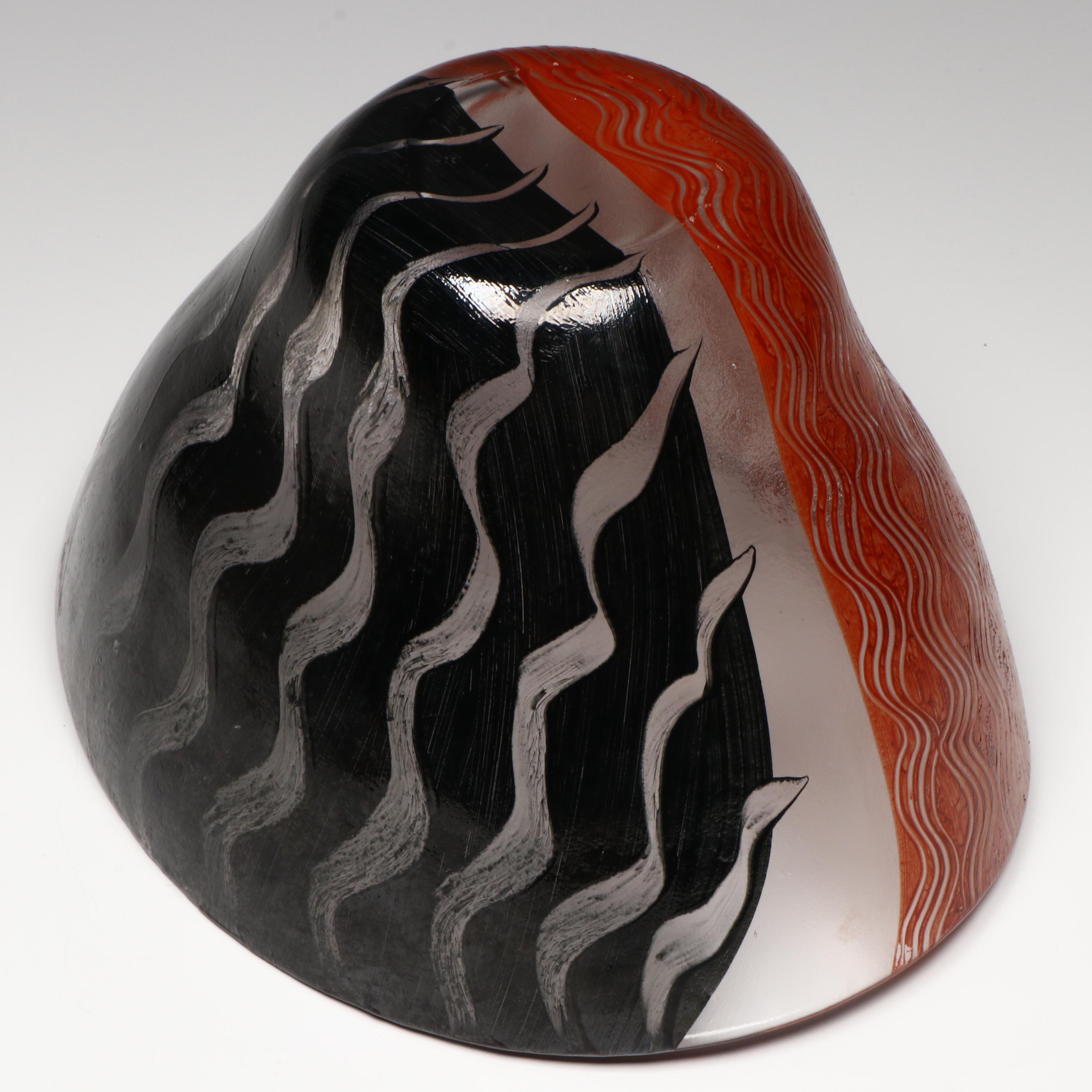 Monica Backström for Kosta Boda "Tonga" Hand-Painted Oval Glass Bowl