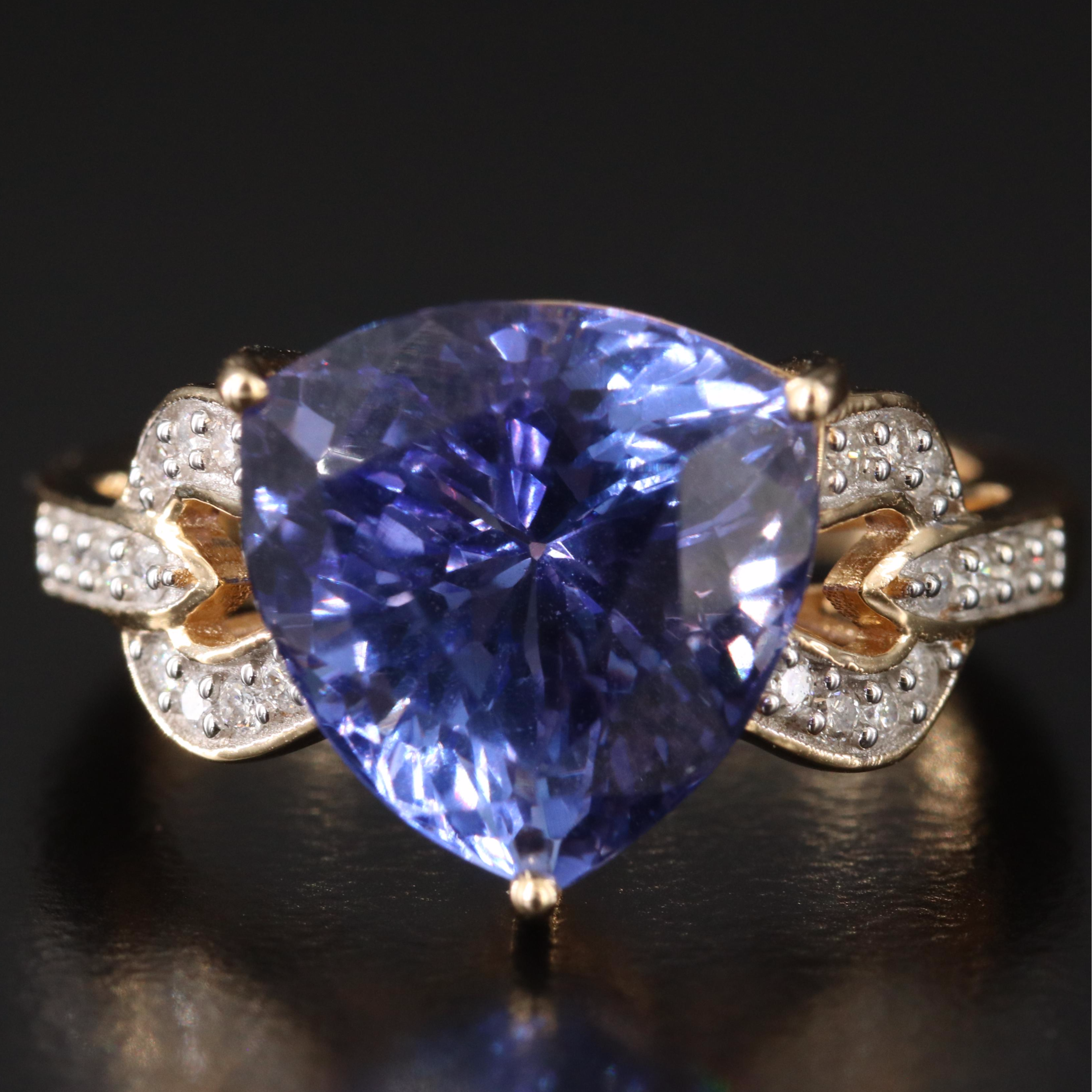 14K 7.16 CT Tanzanite and Diamond Ring