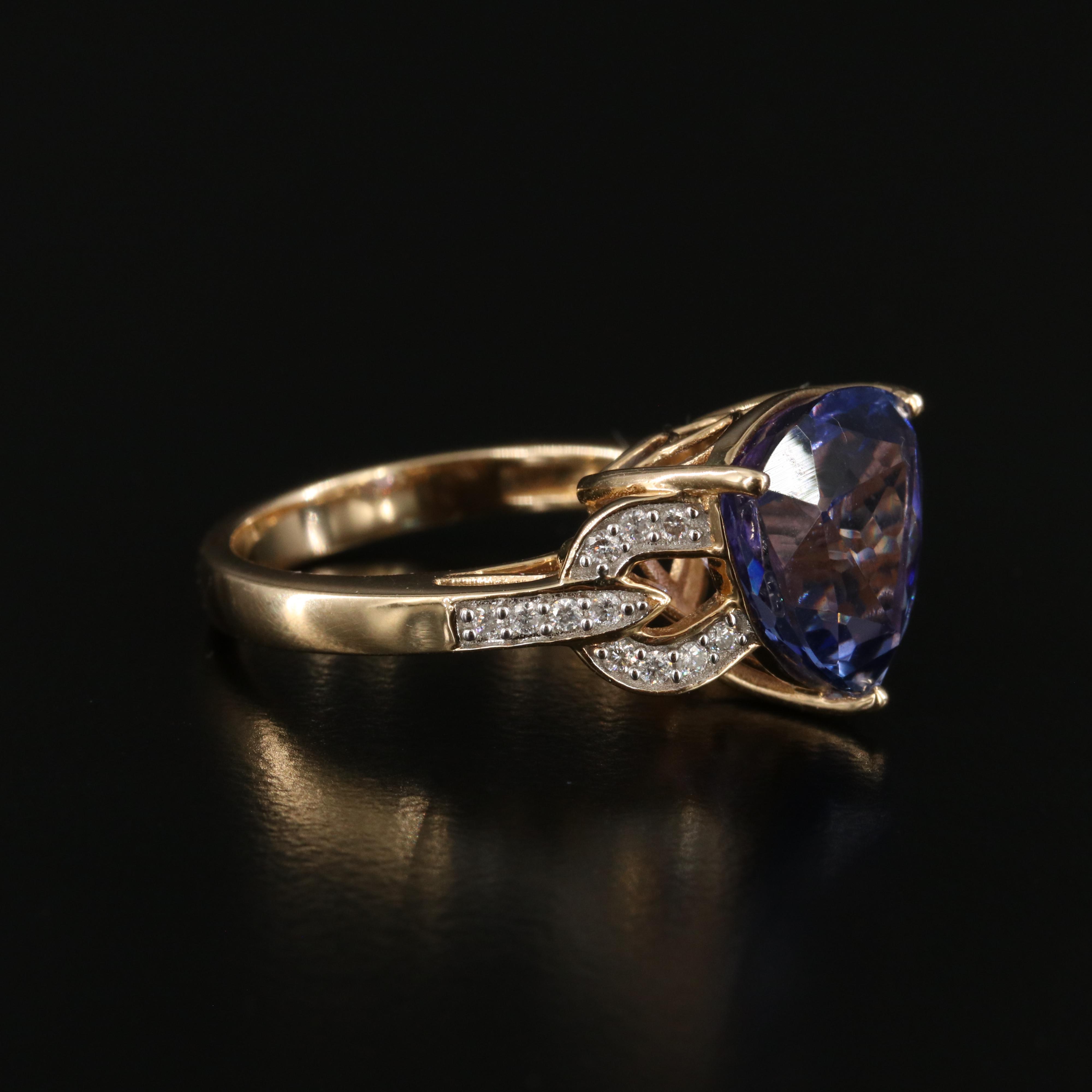 14K 7.16 CT Tanzanite and Diamond Ring