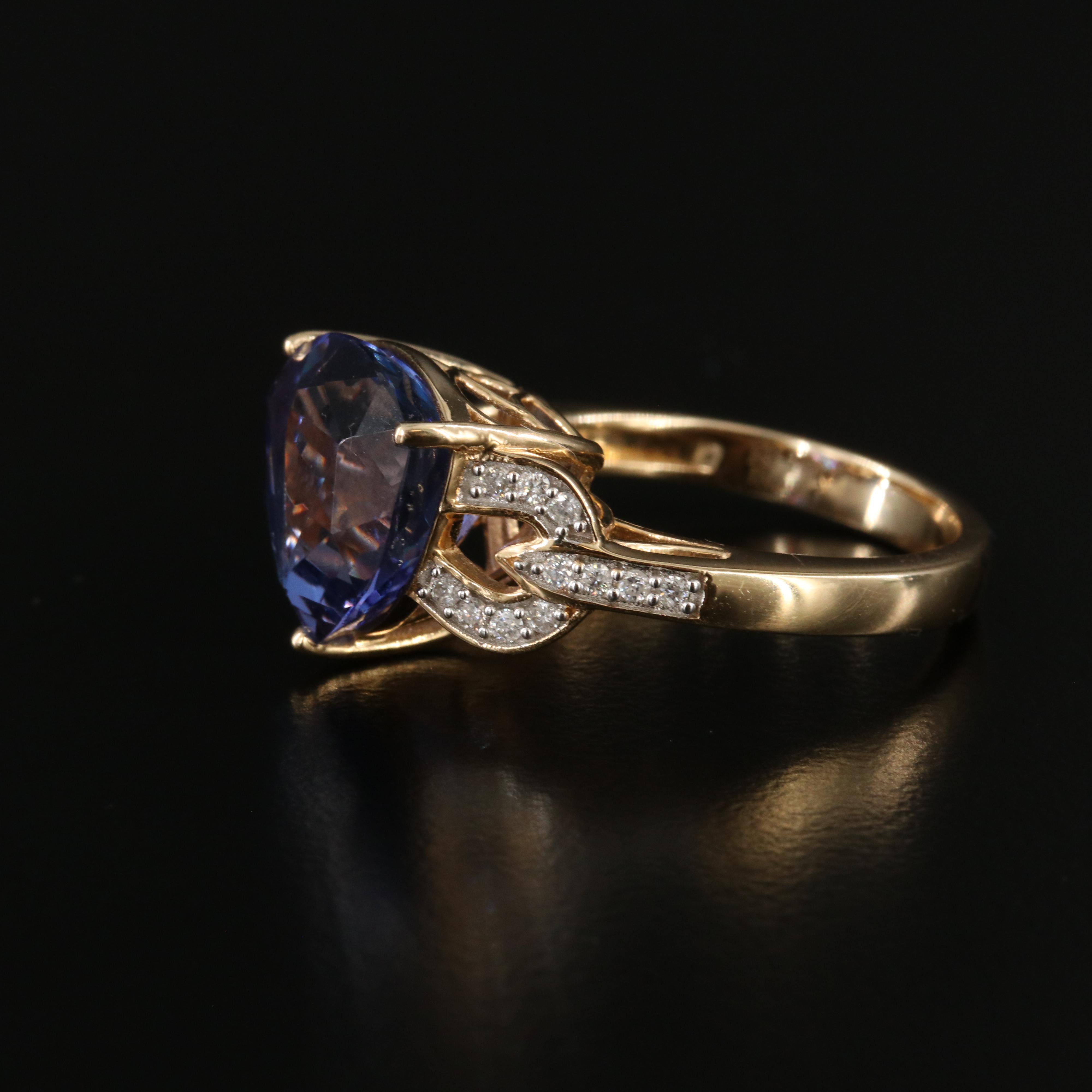 14K 7.16 CT Tanzanite and Diamond Ring