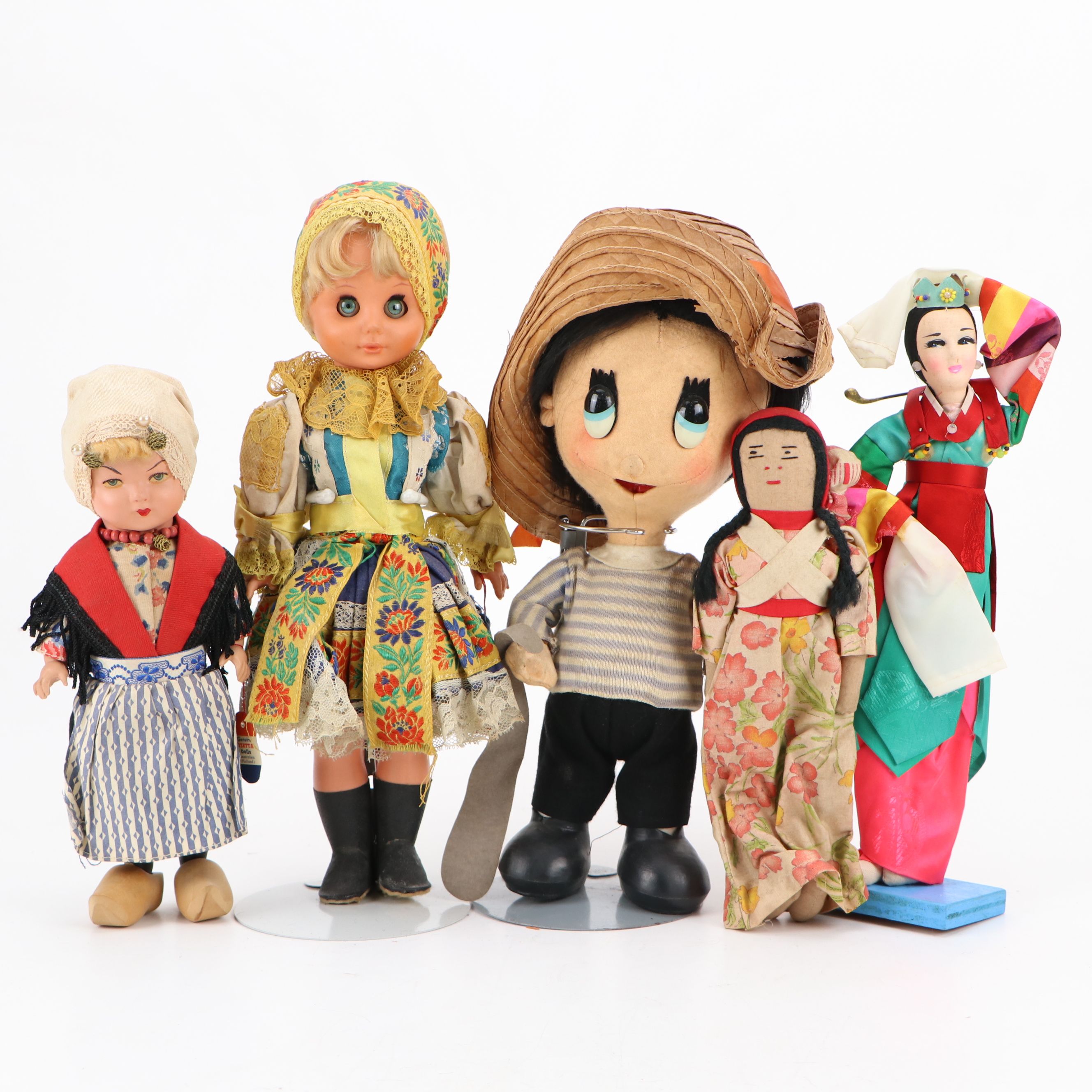 Vintage Cloth and Other Souvenir Dolls in Traditional Dress, 20th Century