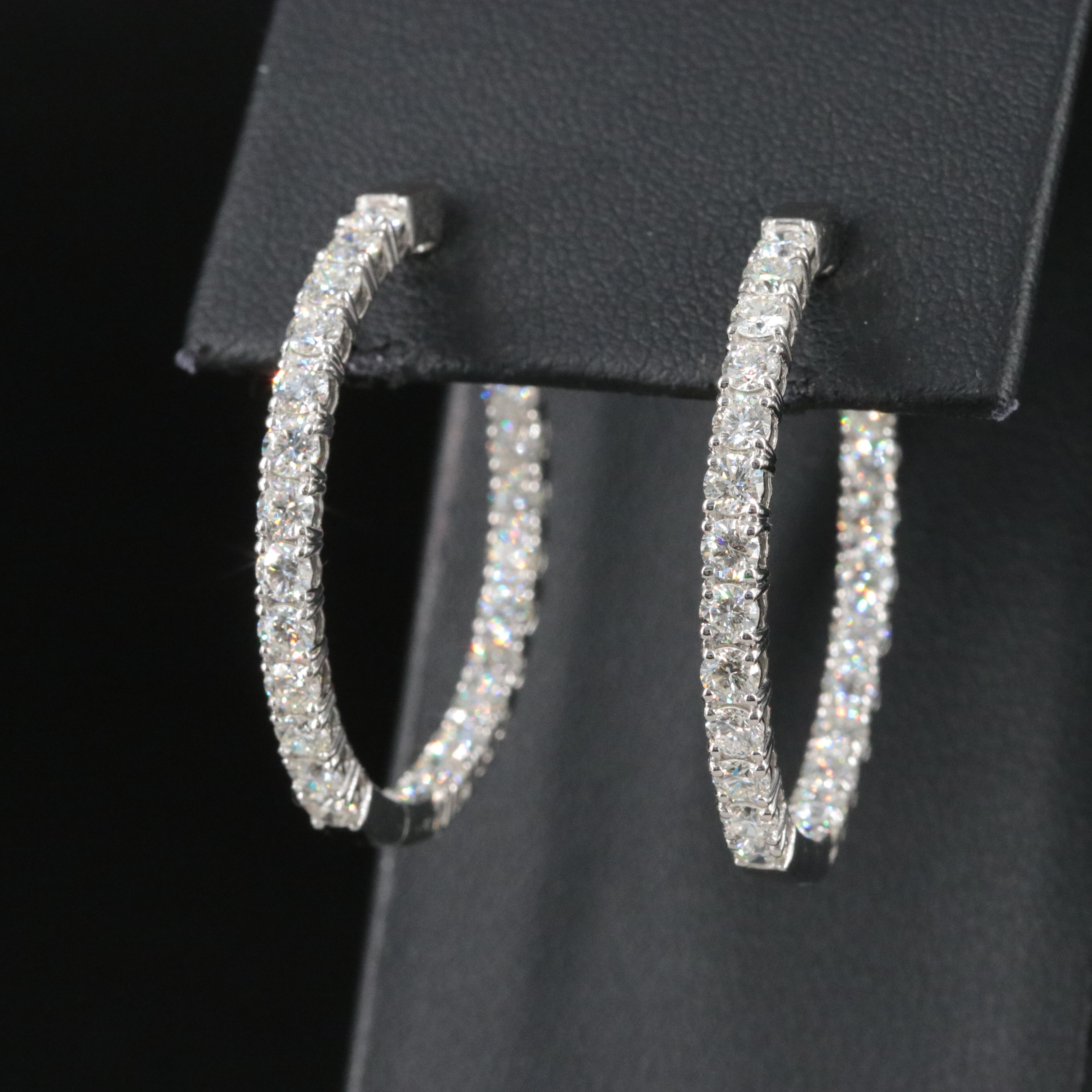 Platinum 3.94 CTW Diamond Inside Out Hoop Earrings