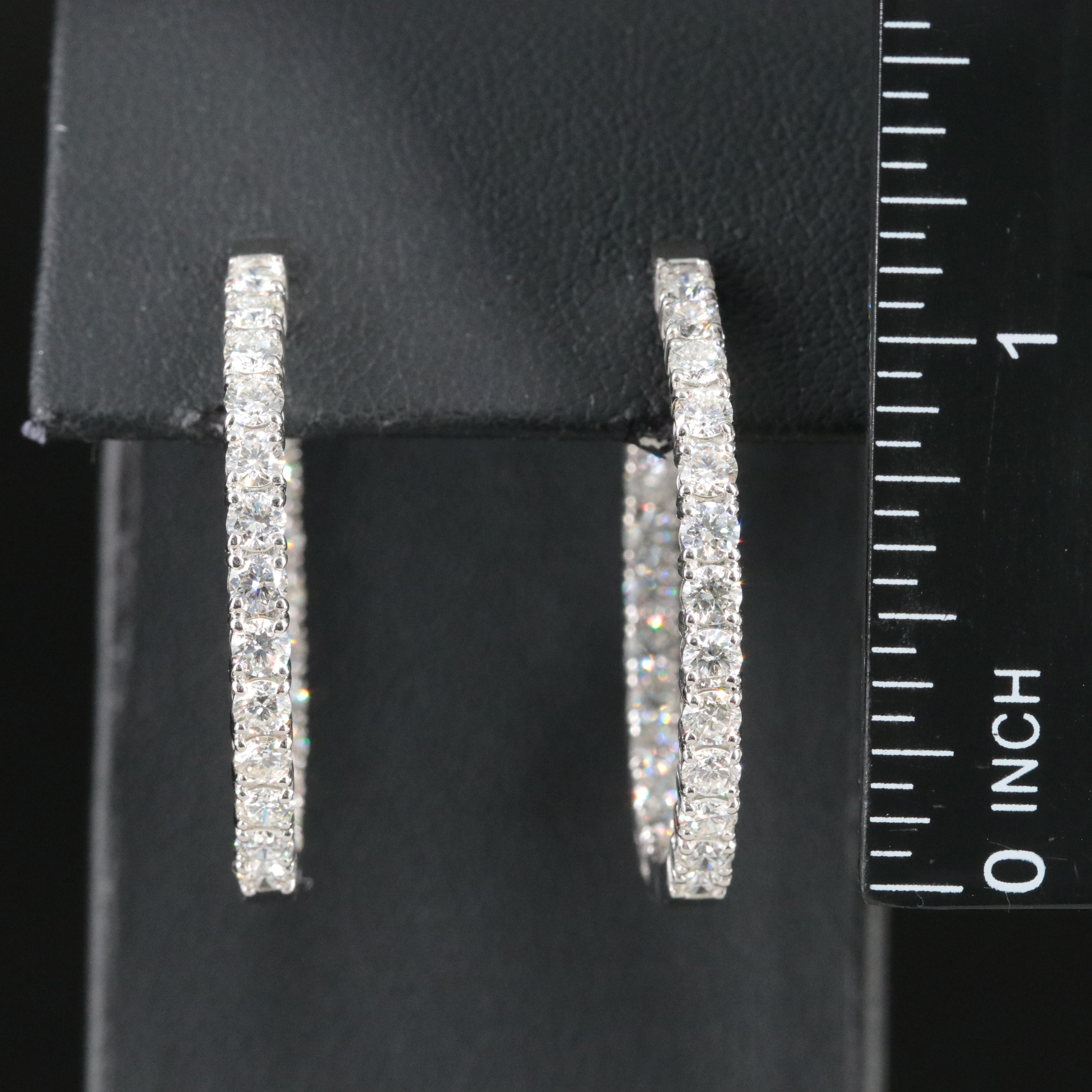 Platinum 3.94 CTW Diamond Inside Out Hoop Earrings