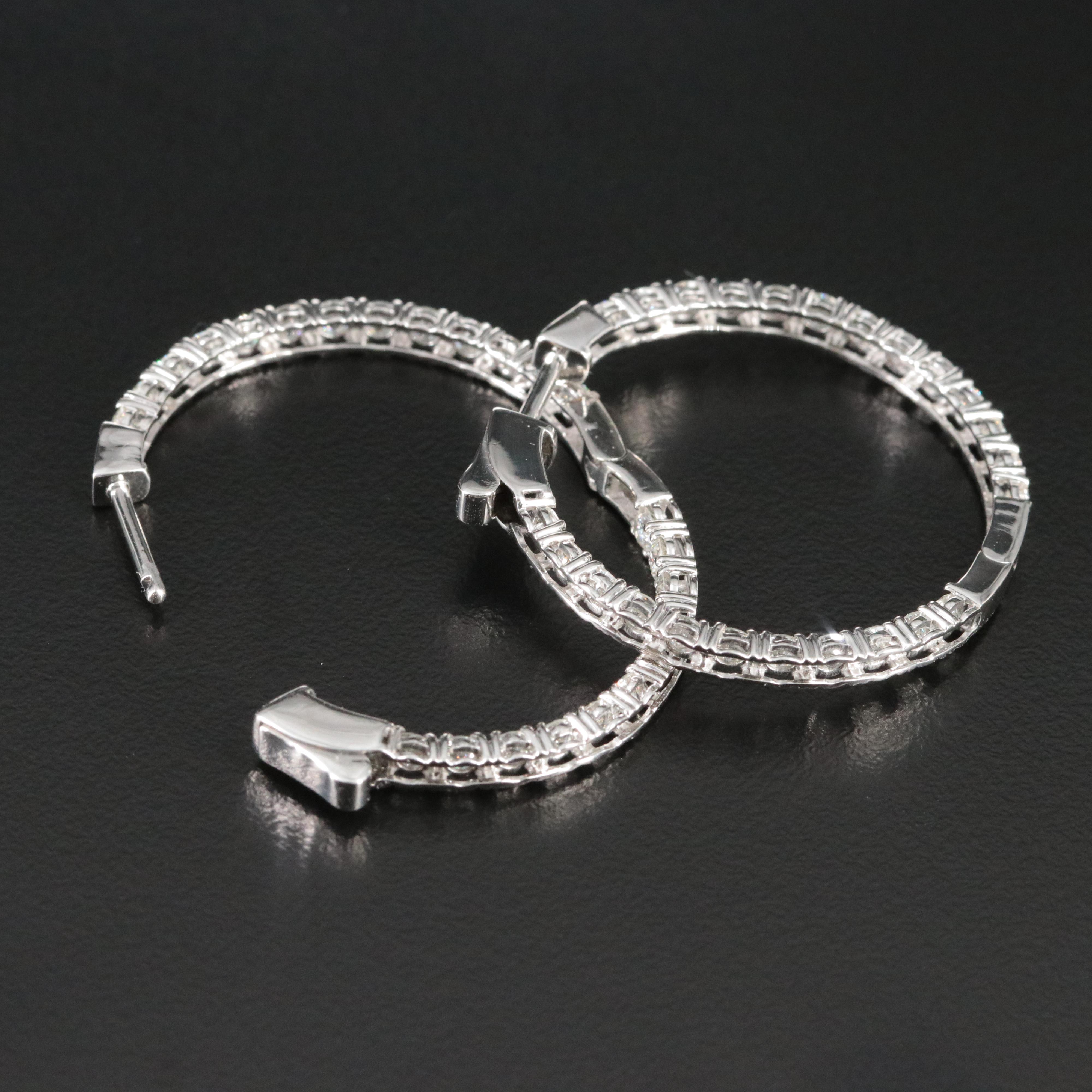 Platinum 3.94 CTW Diamond Inside Out Hoop Earrings