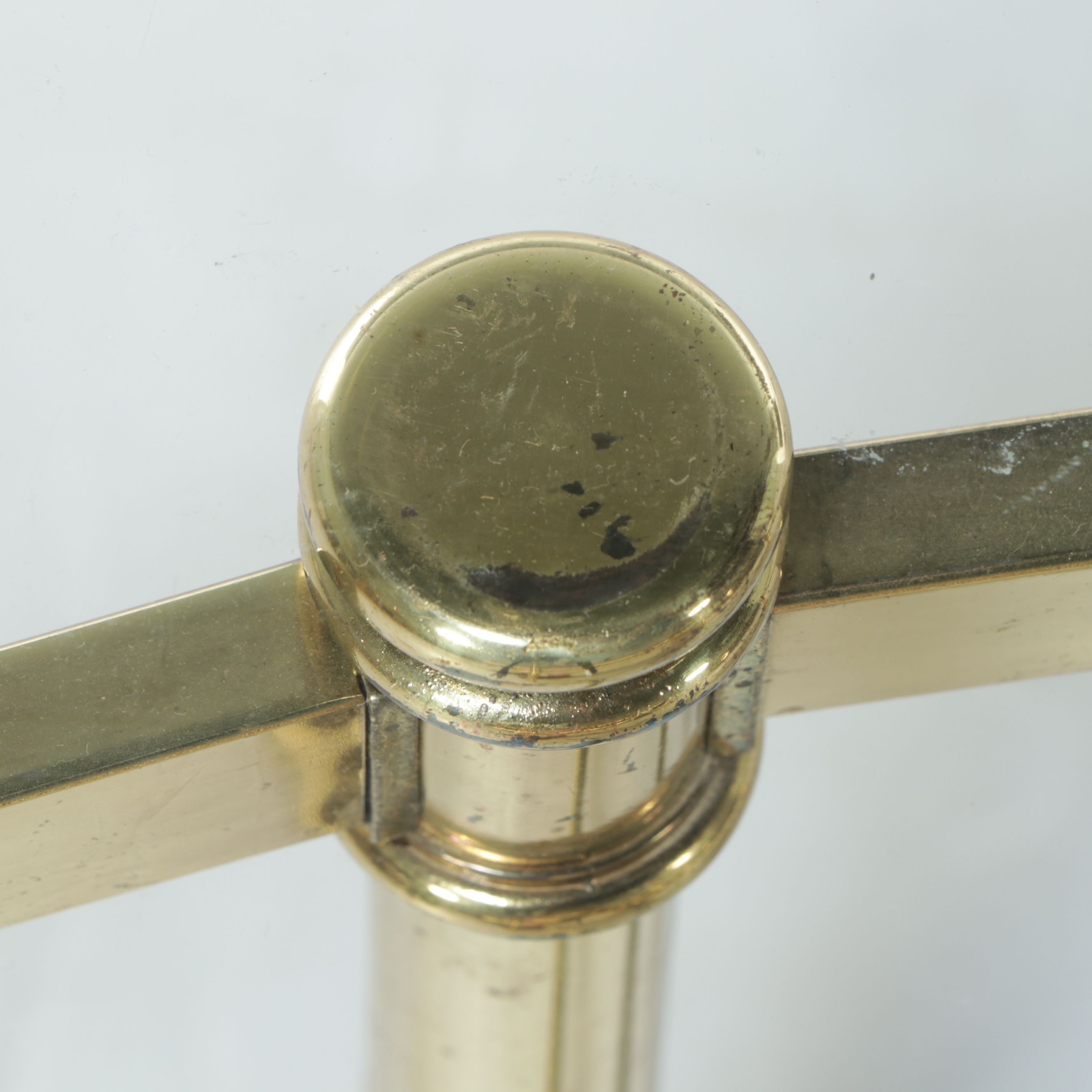 Mid Century Oval Glass Top Coffee Table with Brass Frame