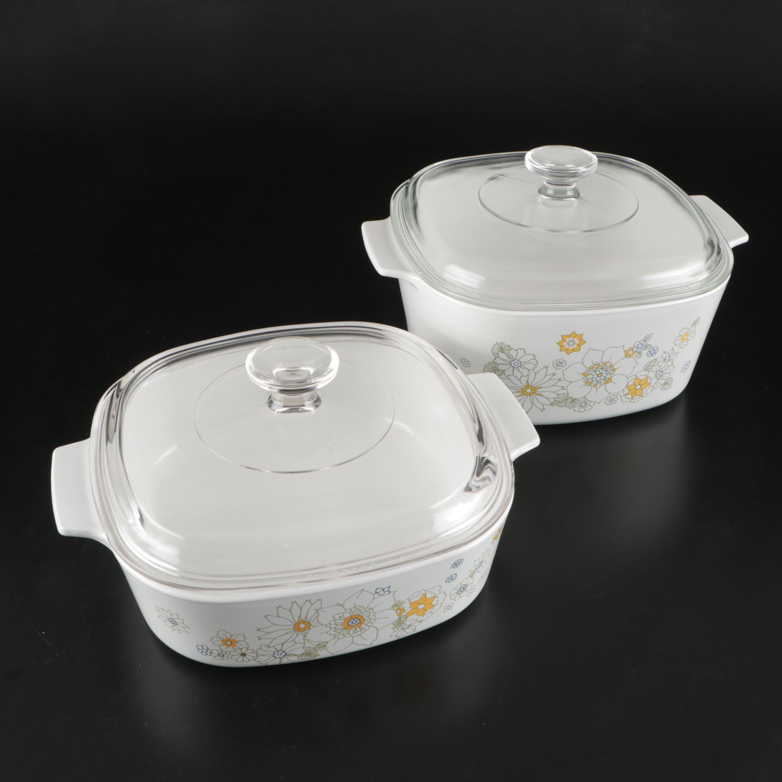 Pyrex "Floral Bouquet" and "Blue Cornflower" Glass and Ceramic Bakeware