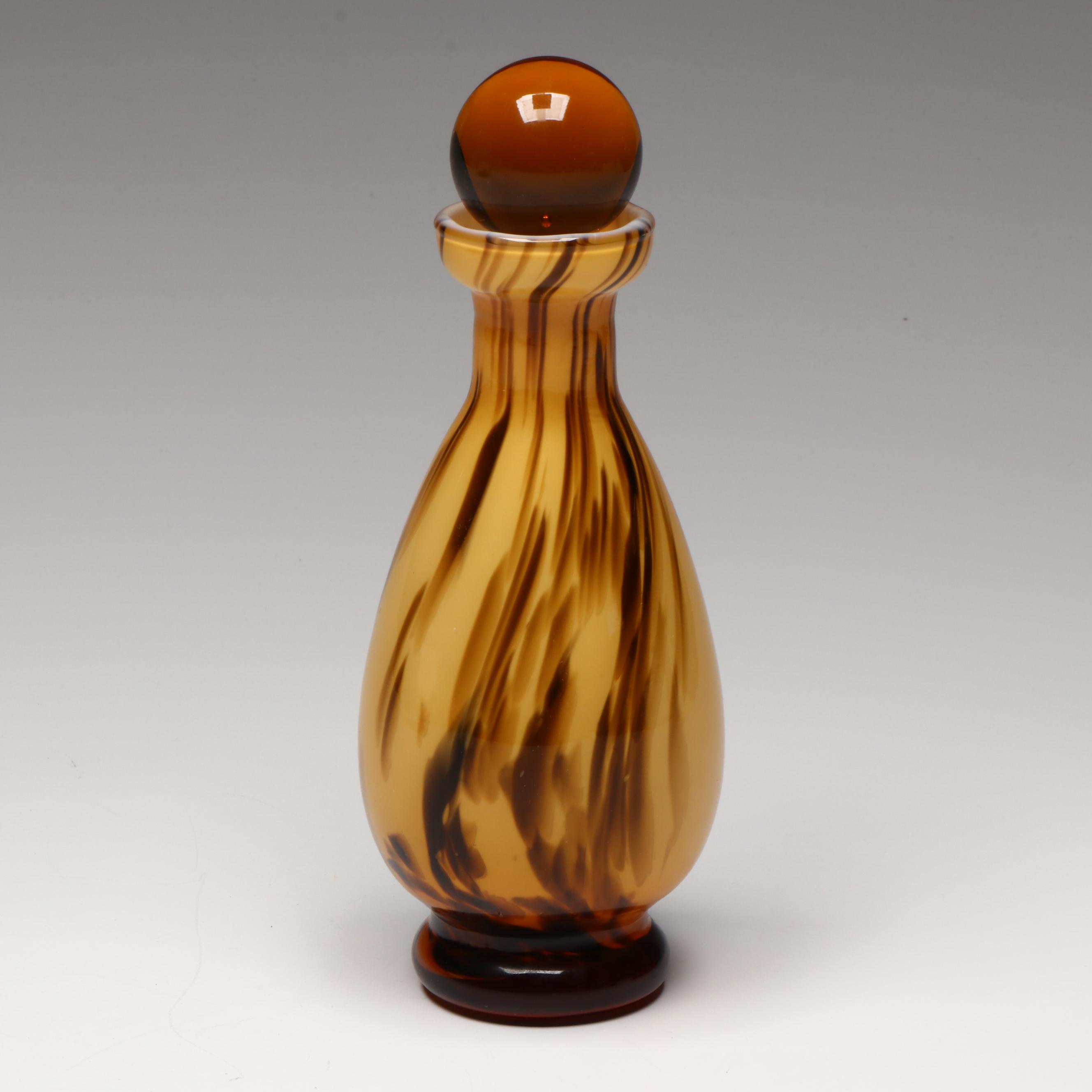 Kosta Boda Pedestal Bowl with Murano Style Hand-Blown Stoppered Bottle