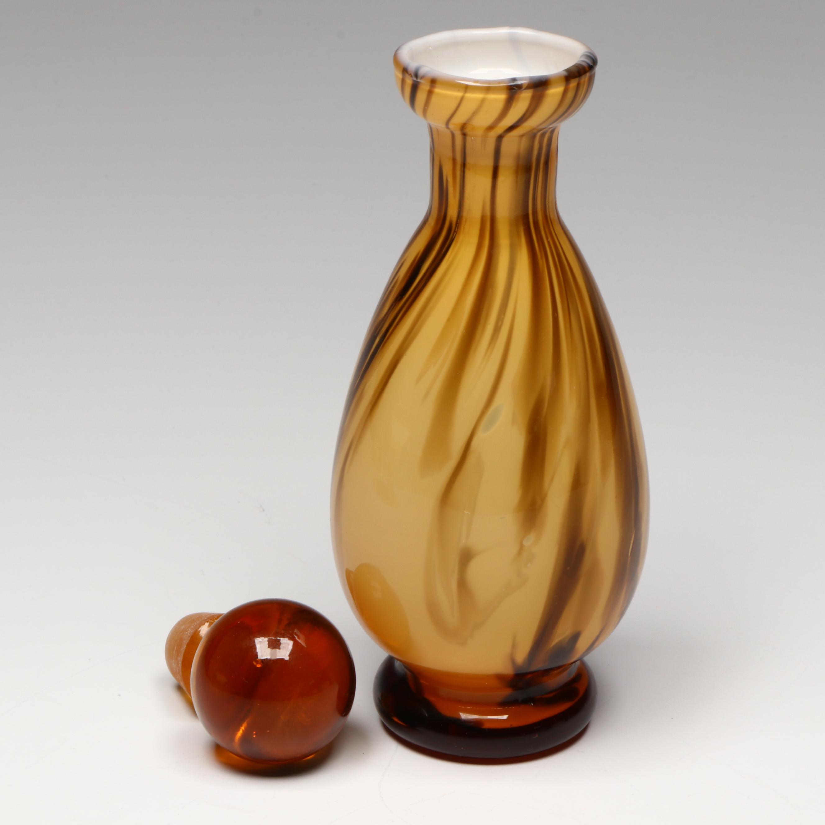 Kosta Boda Pedestal Bowl with Murano Style Hand-Blown Stoppered Bottle