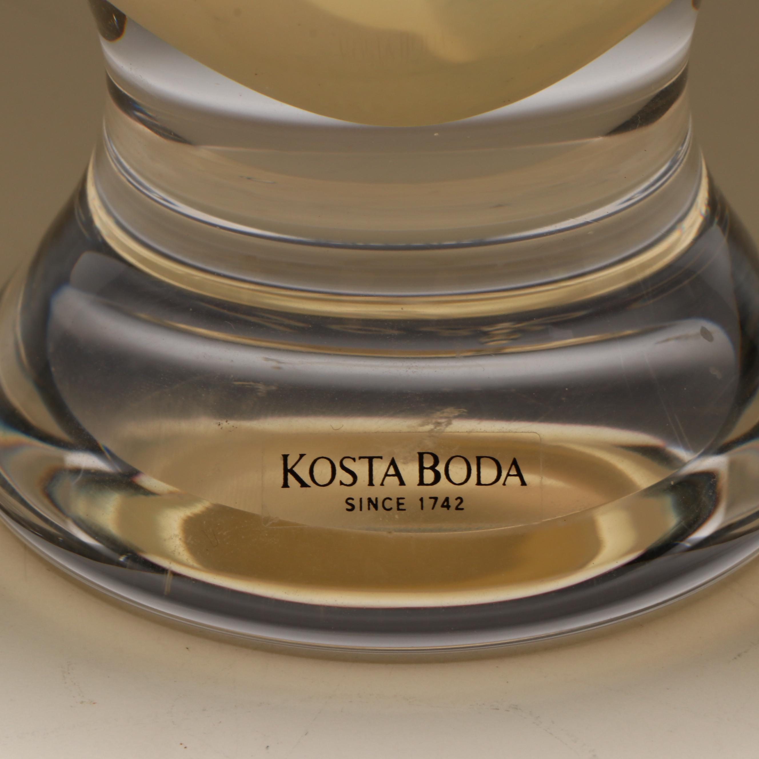 Kosta Boda Pedestal Bowl with Murano Style Hand-Blown Stoppered Bottle