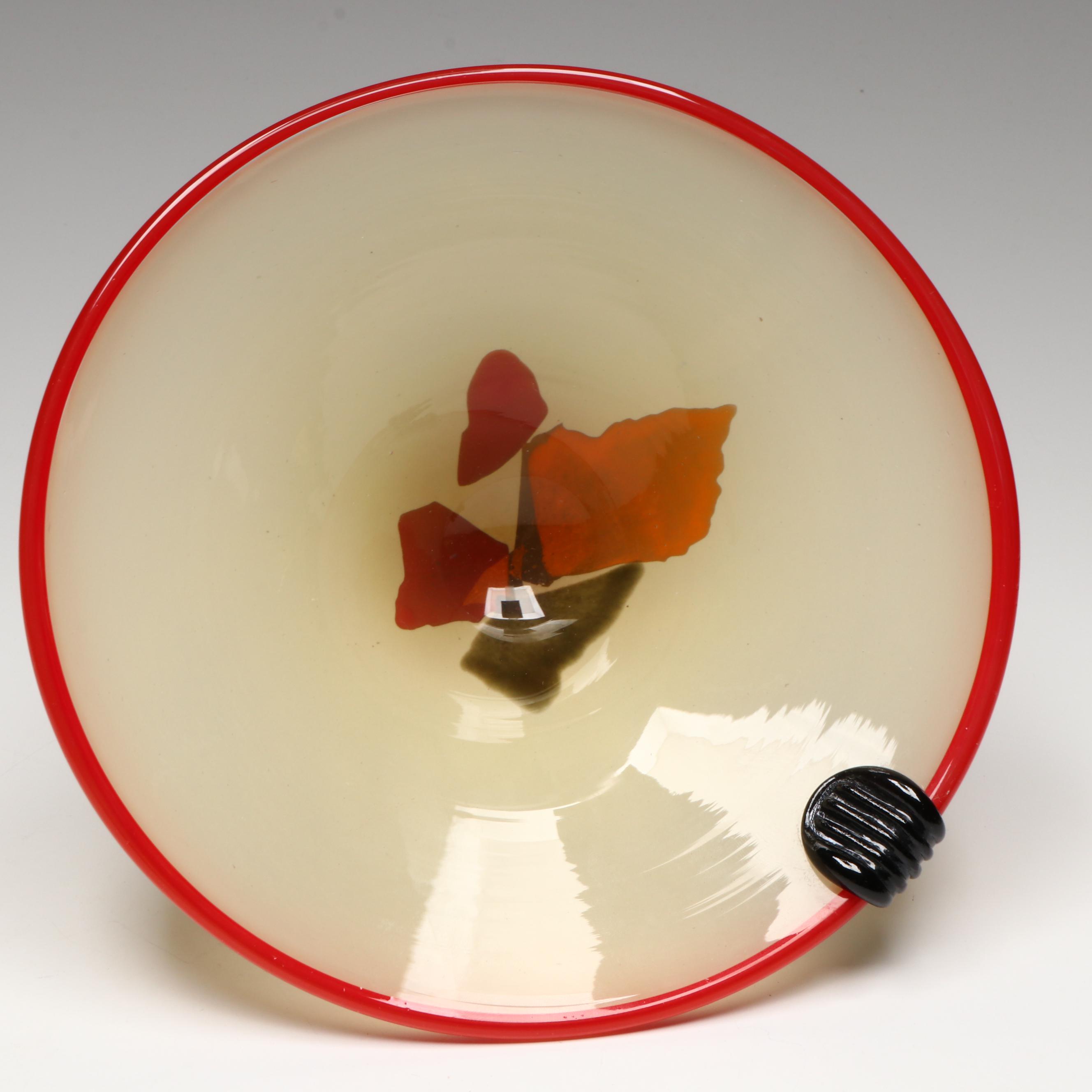 Kosta Boda Pedestal Bowl with Murano Style Hand-Blown Stoppered Bottle