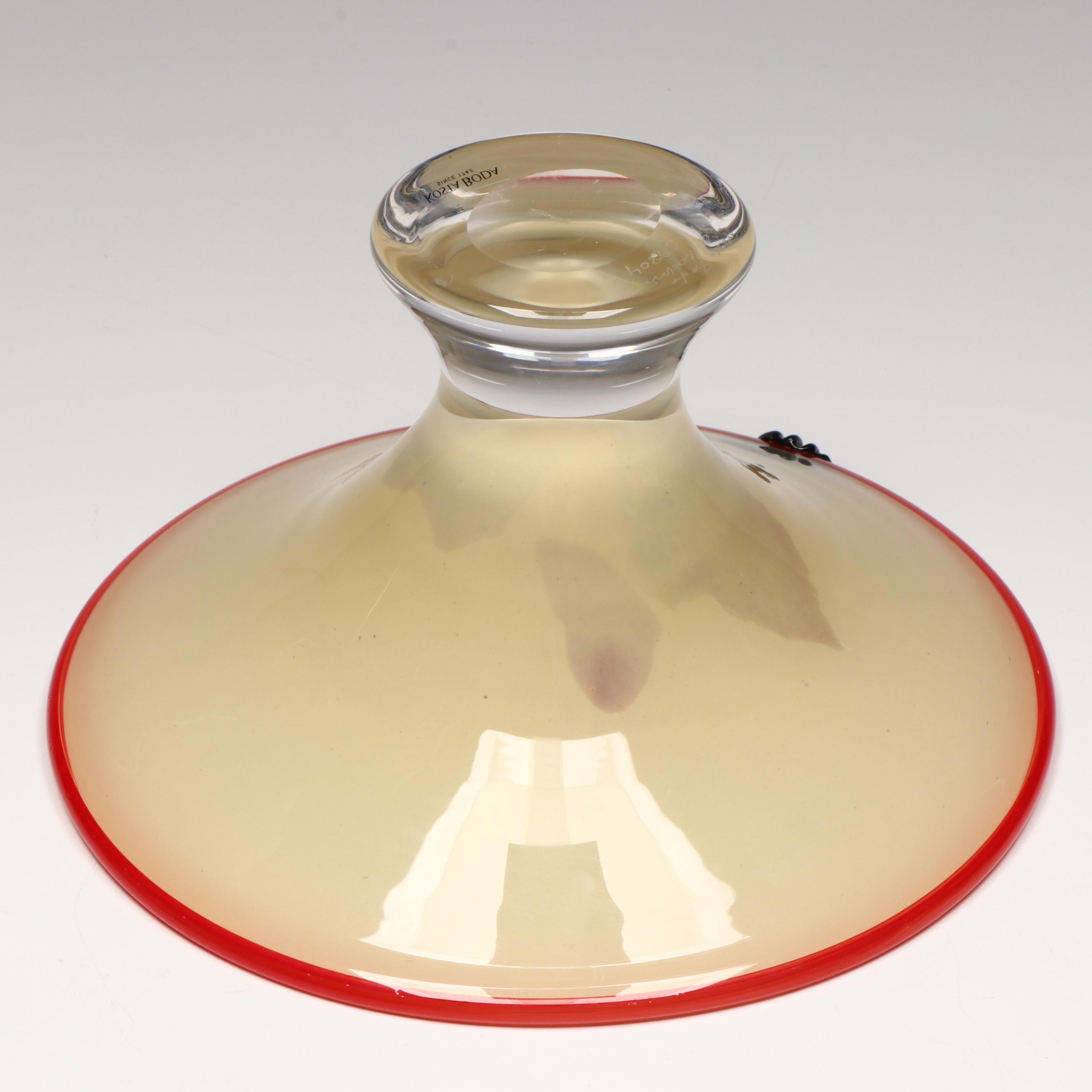 Kosta Boda Pedestal Bowl with Murano Style Hand-Blown Stoppered Bottle