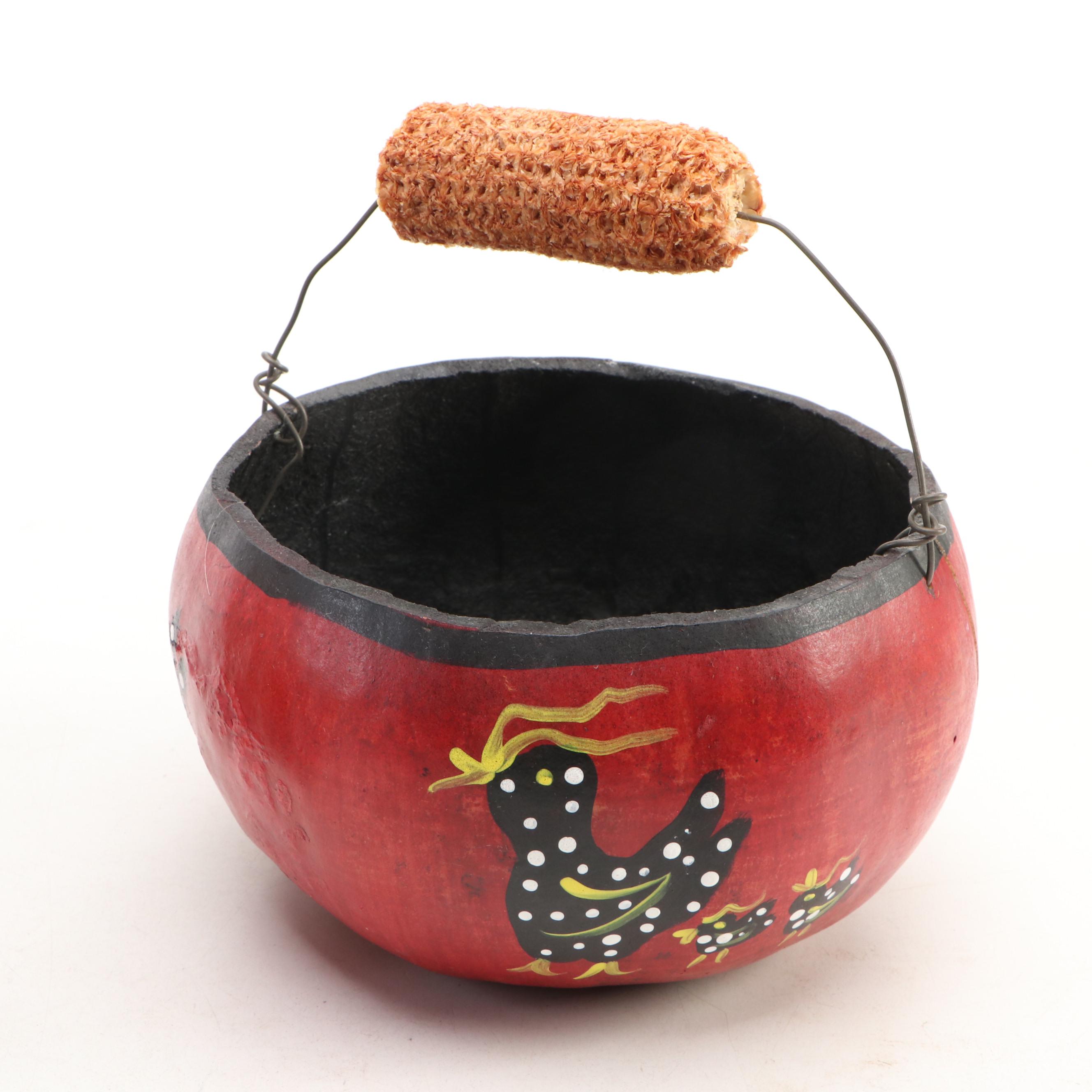 Gourd Birdhouse and Baskets with Duck Decoys and Bird Figure