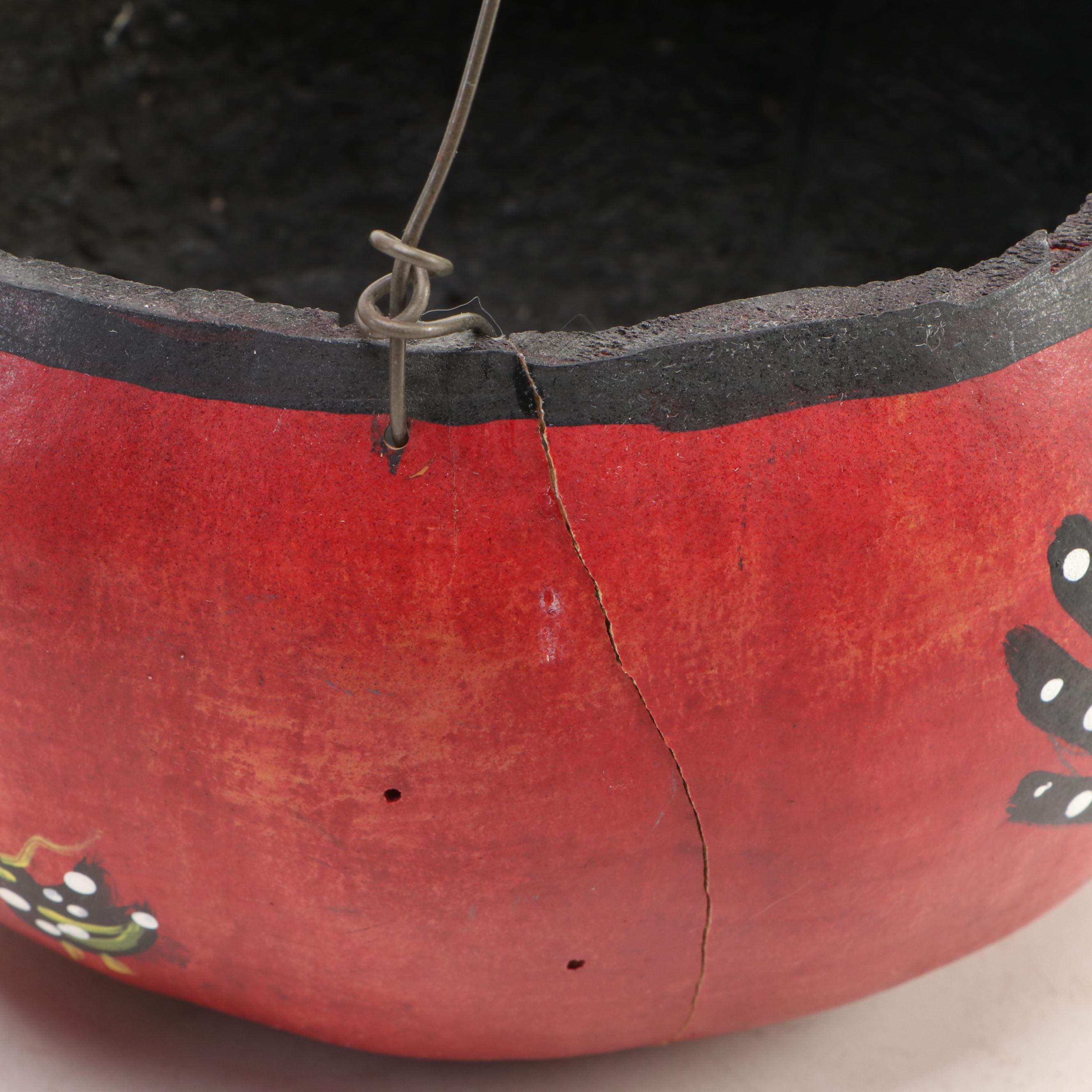 Gourd Birdhouse and Baskets with Duck Decoys and Bird Figure