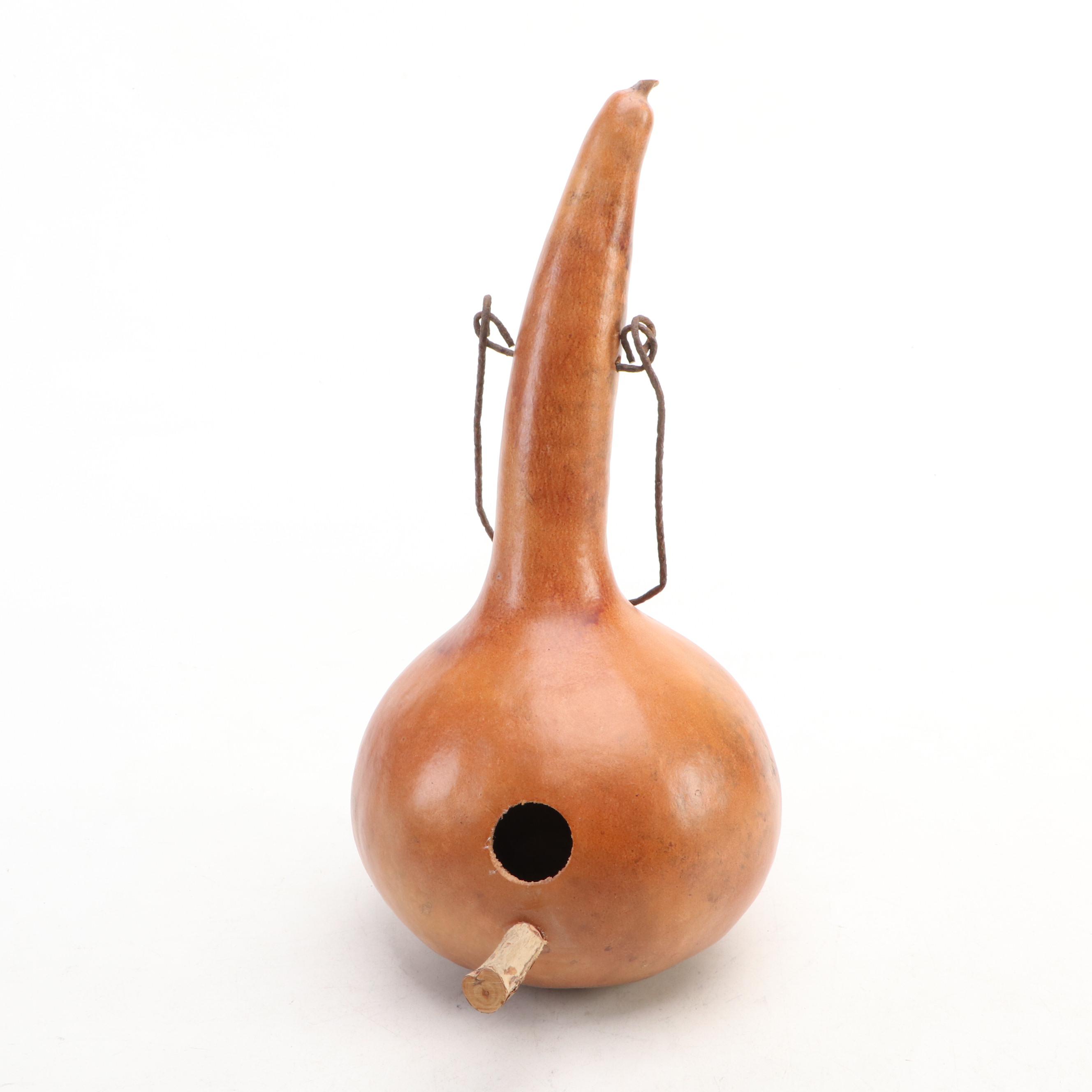 Gourd Birdhouse and Baskets with Duck Decoys and Bird Figure