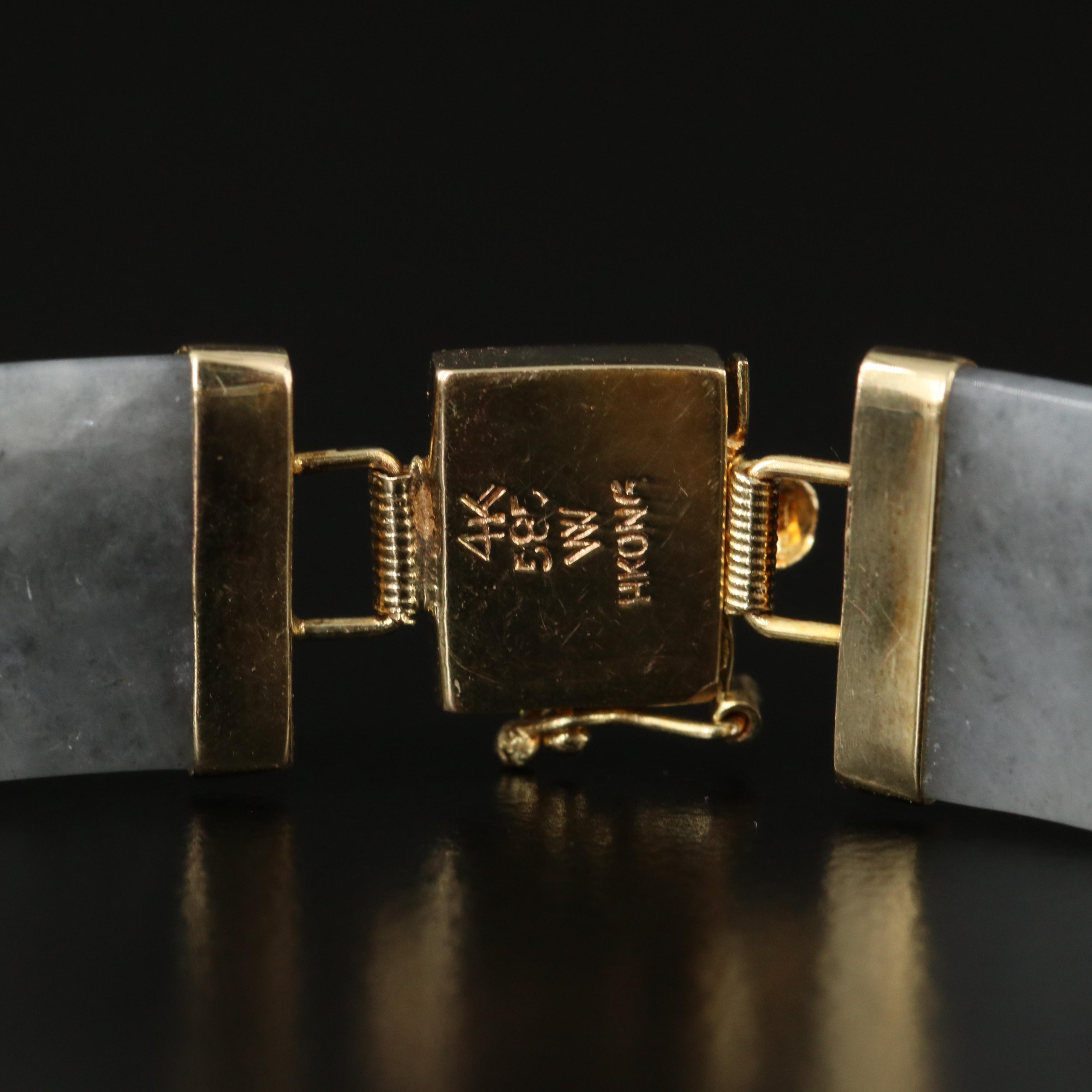 14K Jadeite Bracelet with Chinese Good Fortune Clasp