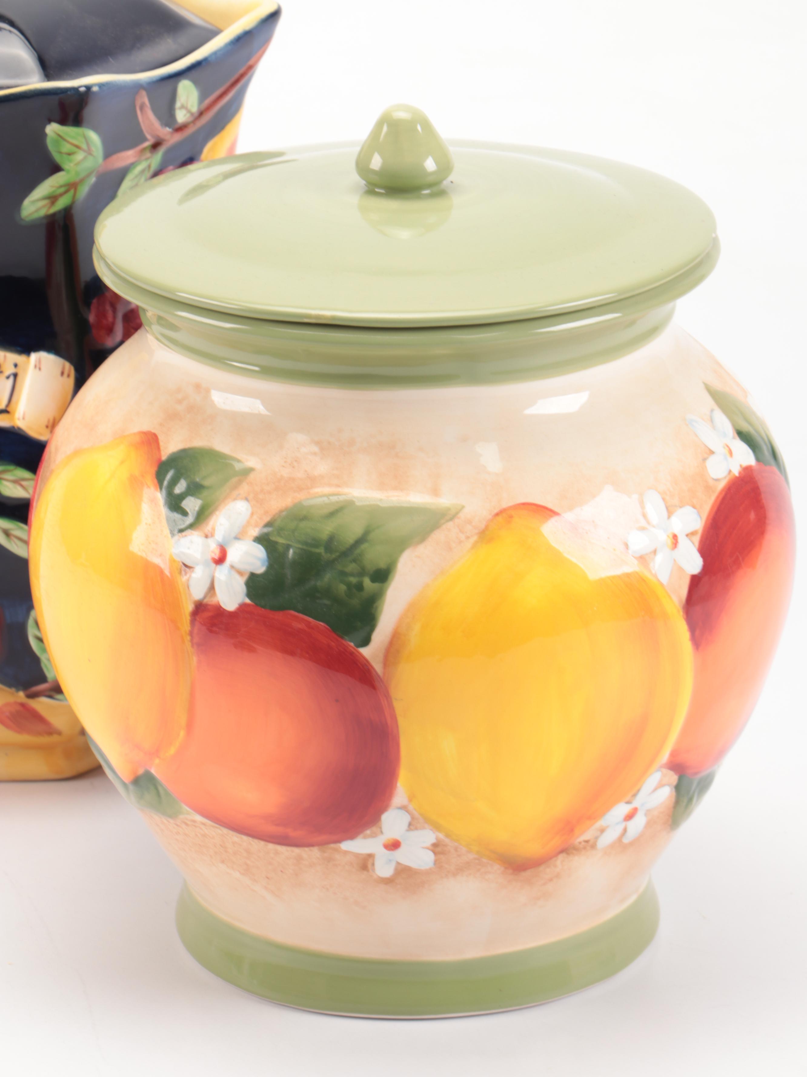 Italian Style Ceramic Hand-Painted Biscotti and Other Cookie Jars