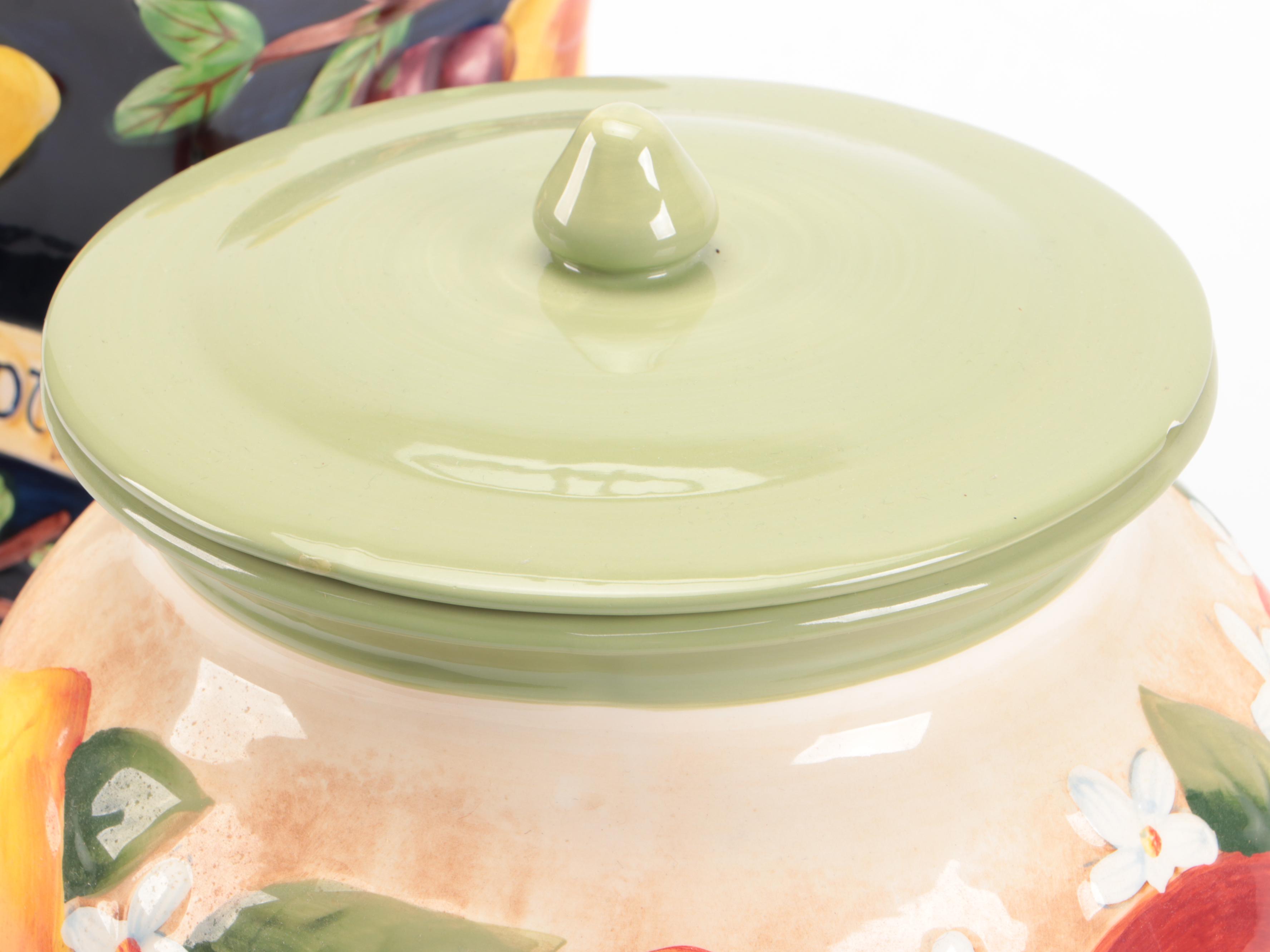 Italian Style Ceramic Hand-Painted Biscotti and Other Cookie Jars