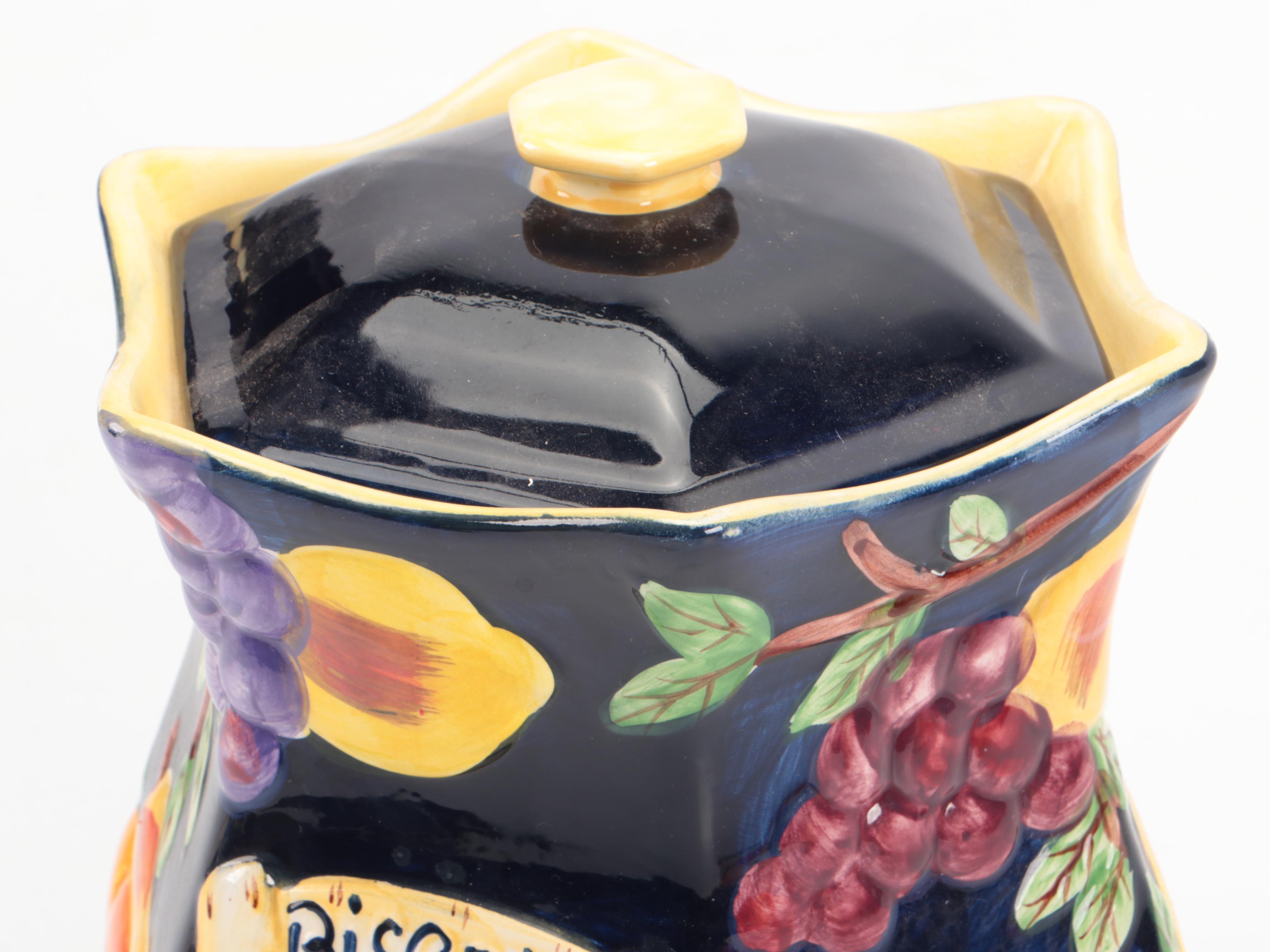 Italian Style Ceramic Hand-Painted Biscotti and Other Cookie Jars