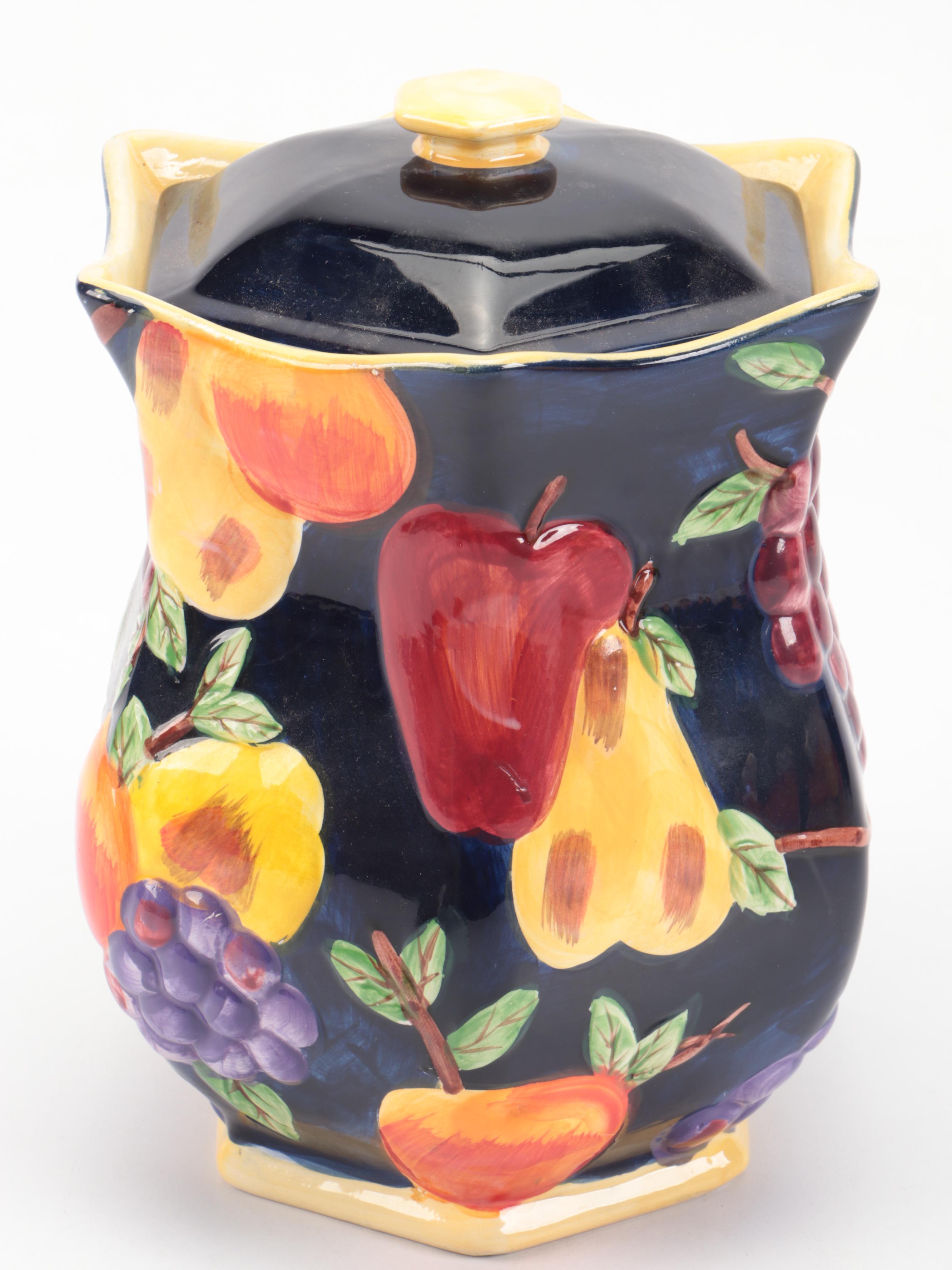 Italian Style Ceramic Hand-Painted Biscotti and Other Cookie Jars