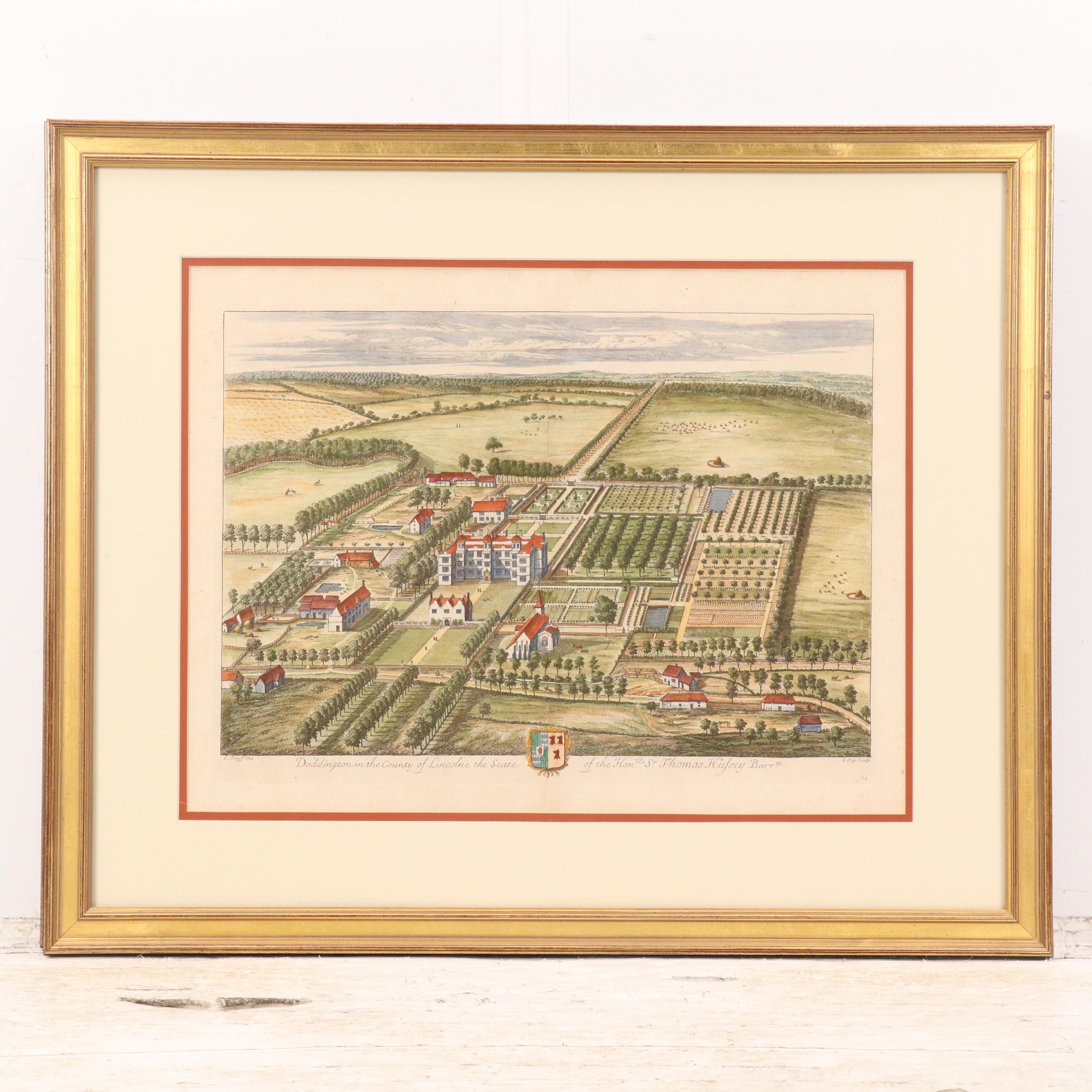 "Kip's Views" Johannes Kip After Leonard Knyff Hand-Colored Engravings, 18th C.