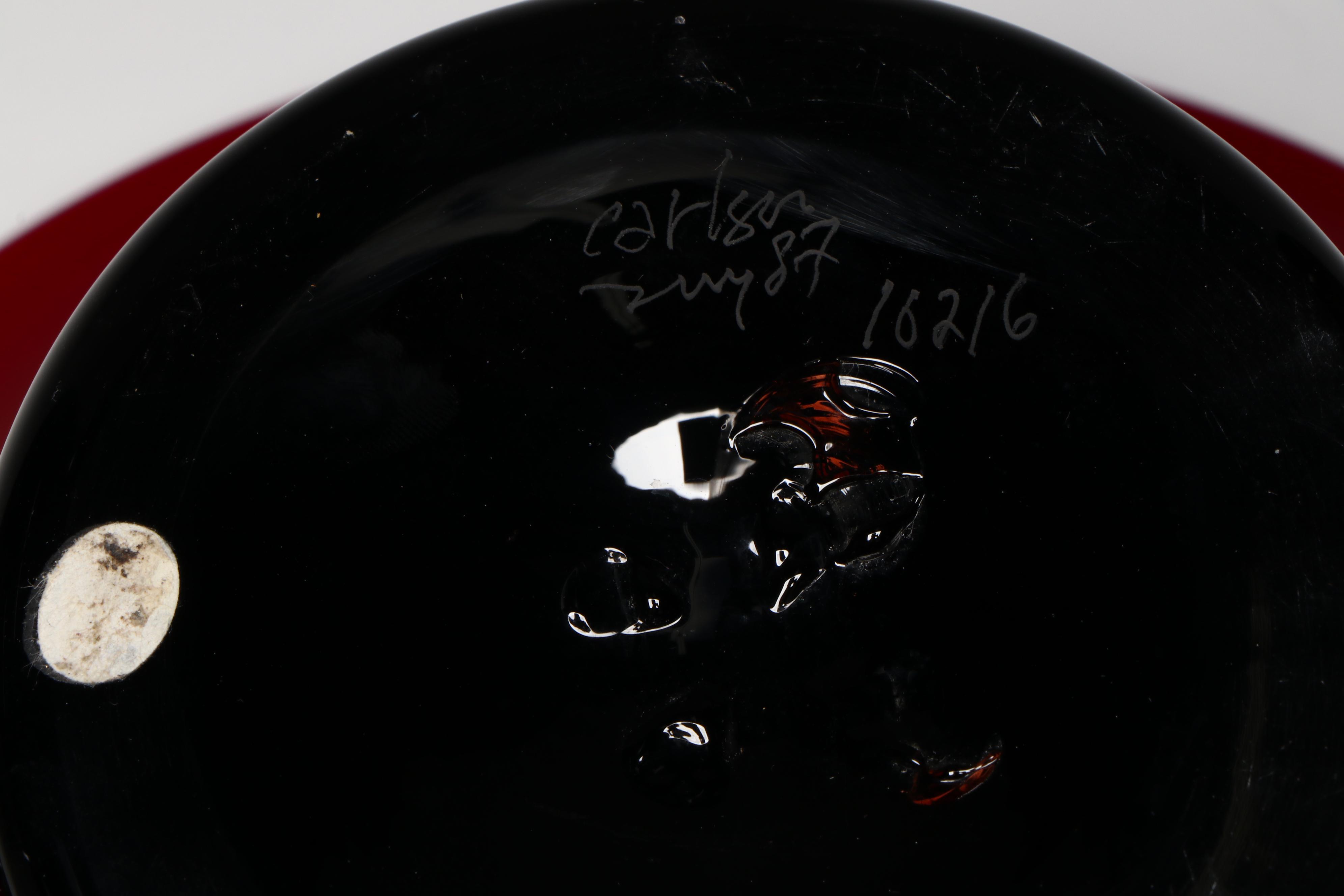 Donald Carlson Red and Black Art Glass Bowls, 1987–1988