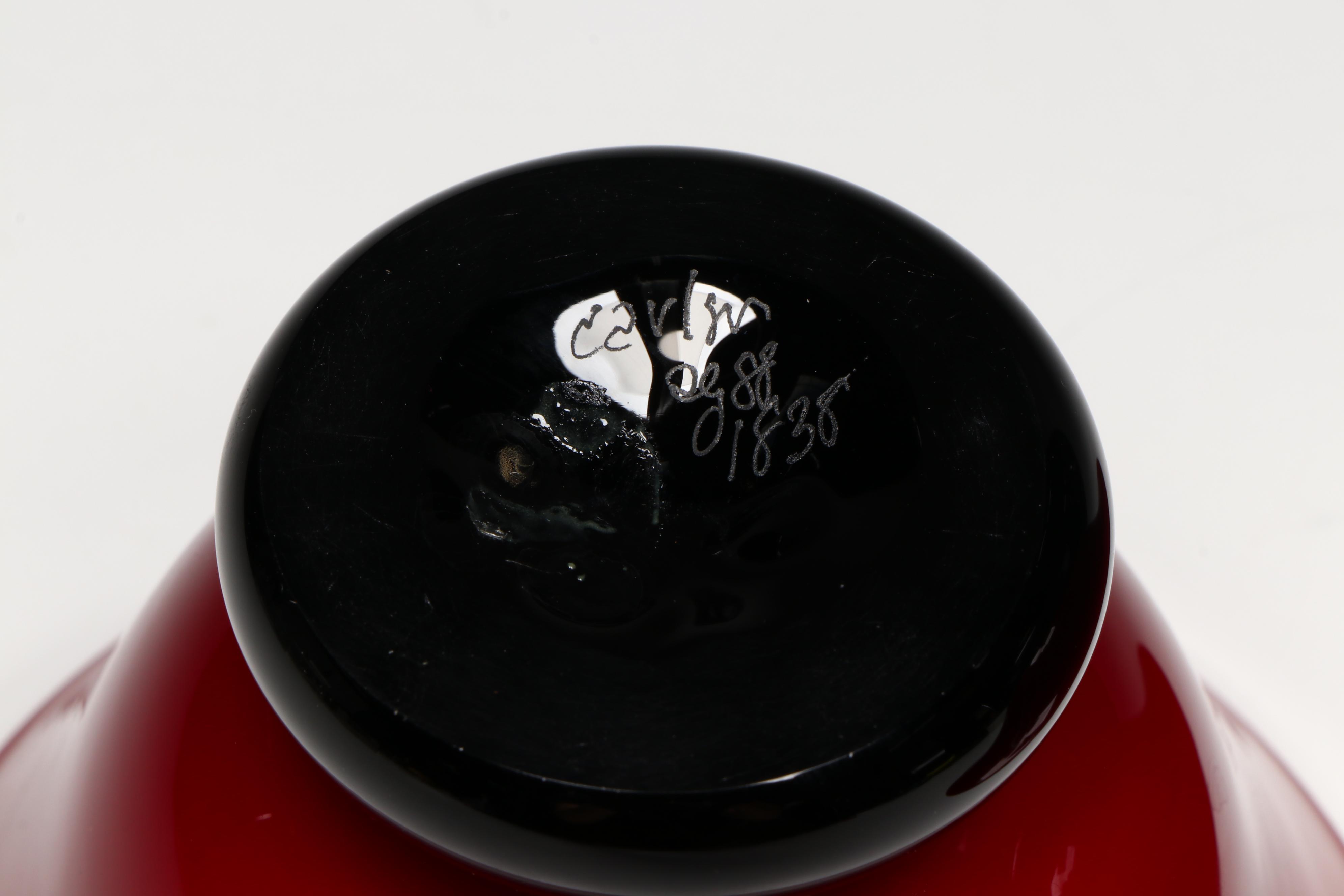 Donald Carlson Red and Black Art Glass Bowls, 1987–1988