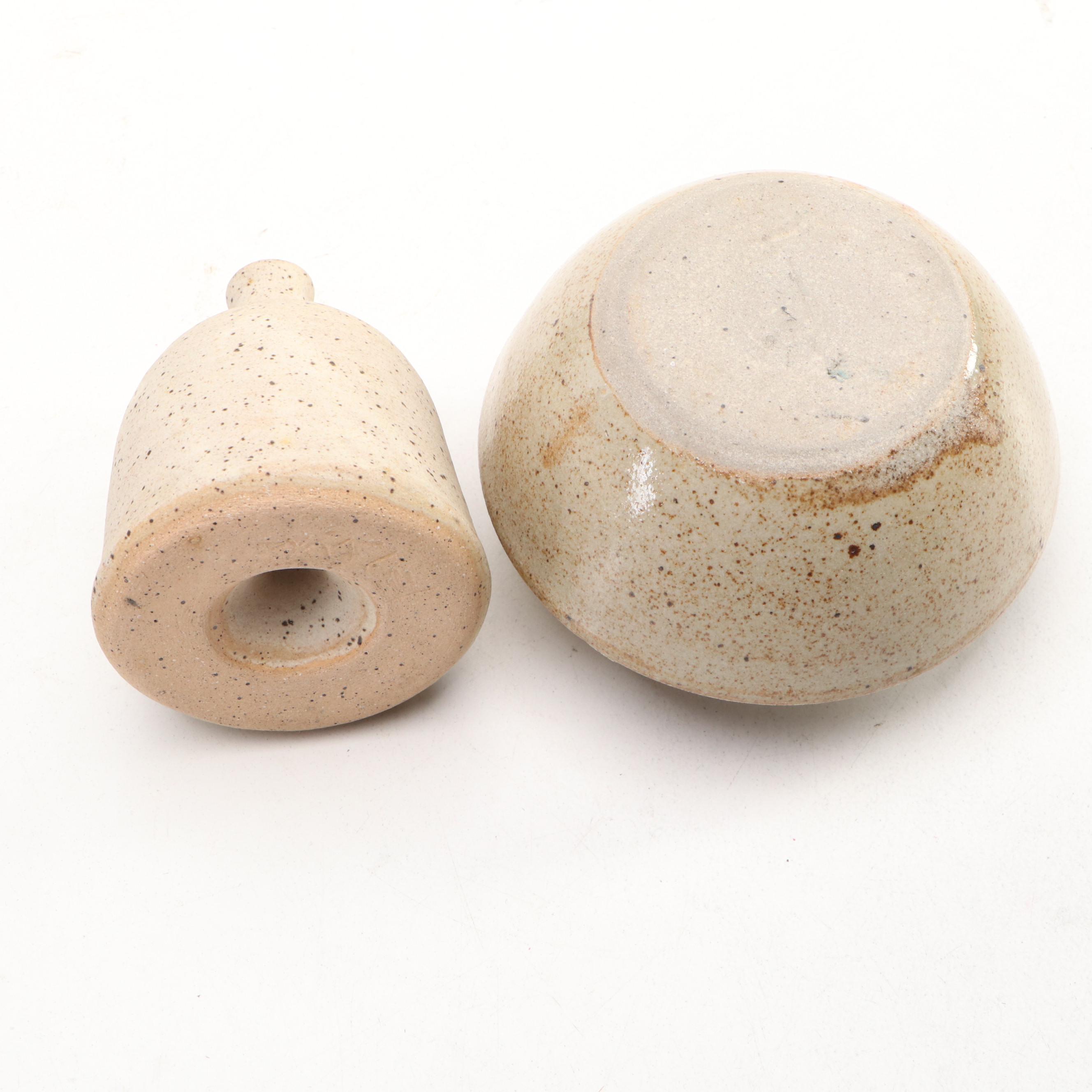 Art Pottery Tiles with Bottle Vase and Other Decor